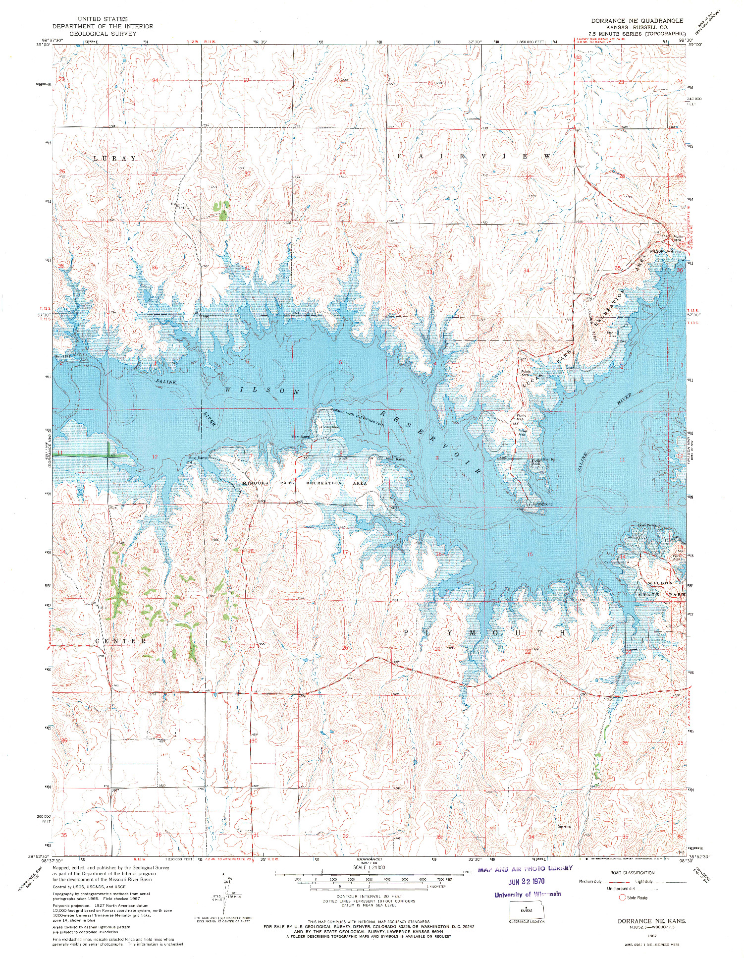 USGS 1:24000-SCALE QUADRANGLE FOR DORRANCE NE, KS 1967