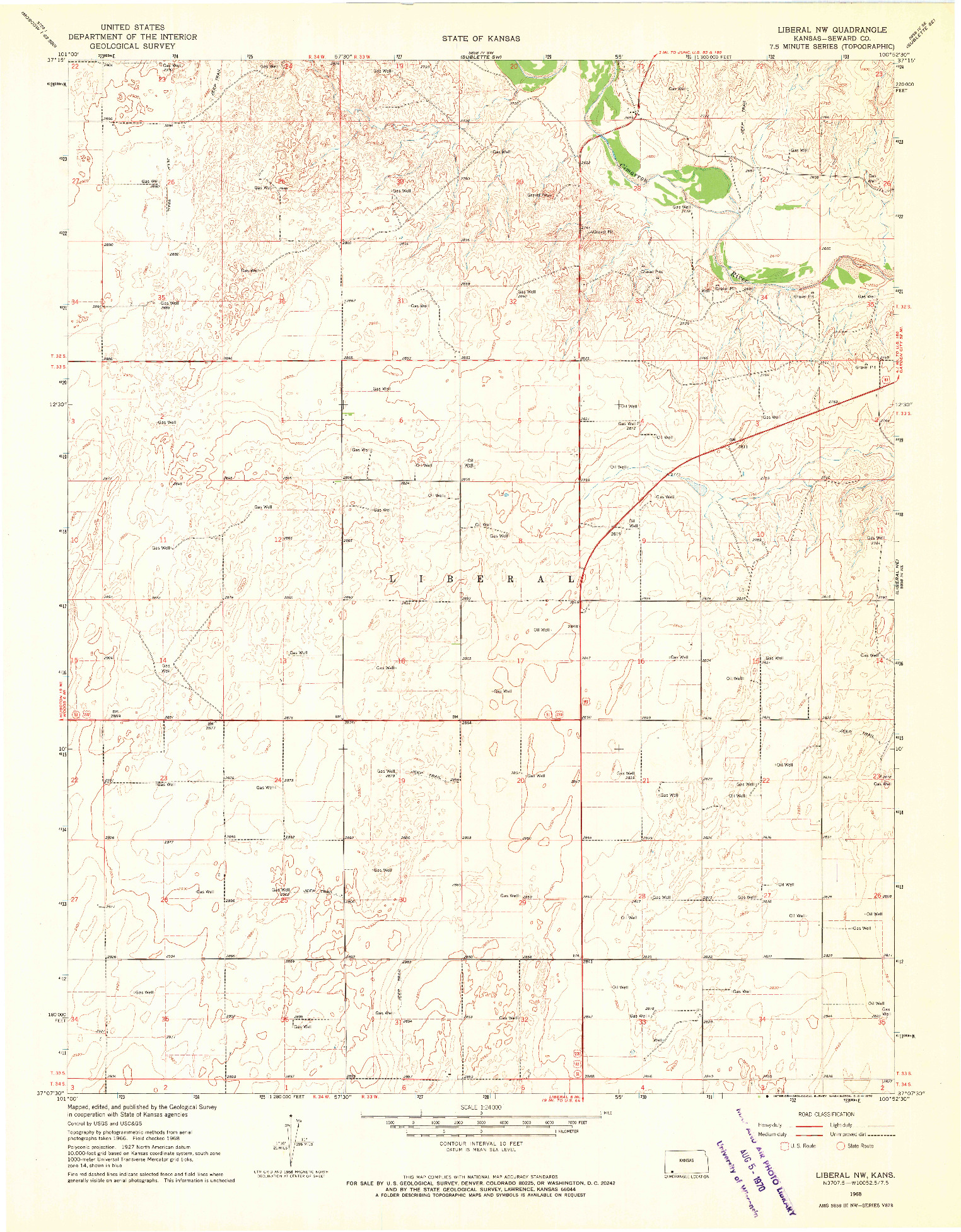 USGS 1:24000-SCALE QUADRANGLE FOR LIBERAL NW, KS 1968