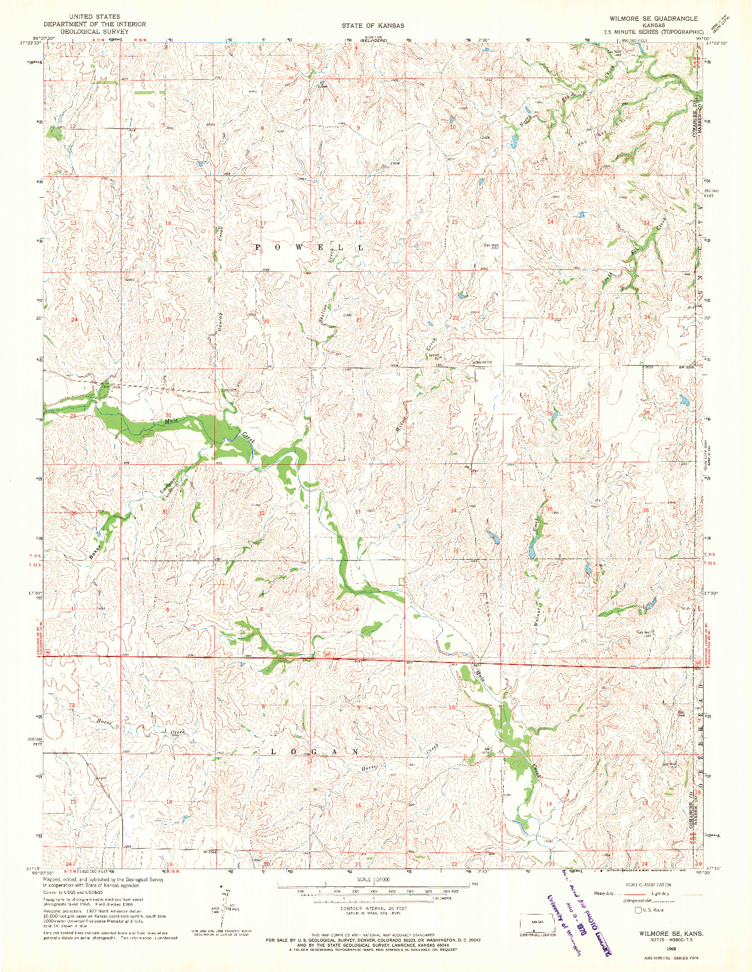 USGS 1:24000-SCALE QUADRANGLE FOR WILMORE SE, KS 1968