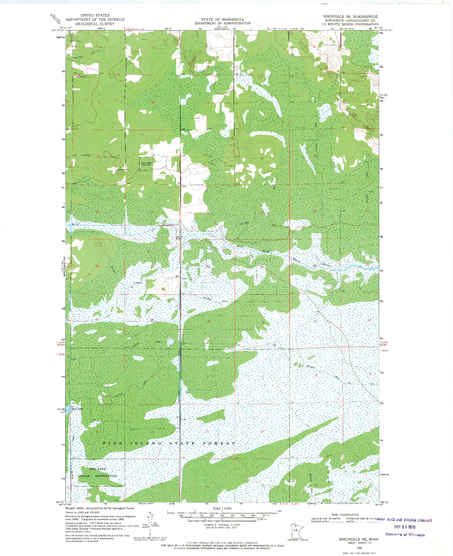 USGS 1:24000-SCALE QUADRANGLE FOR BIRCHDALE SE, MN 1968