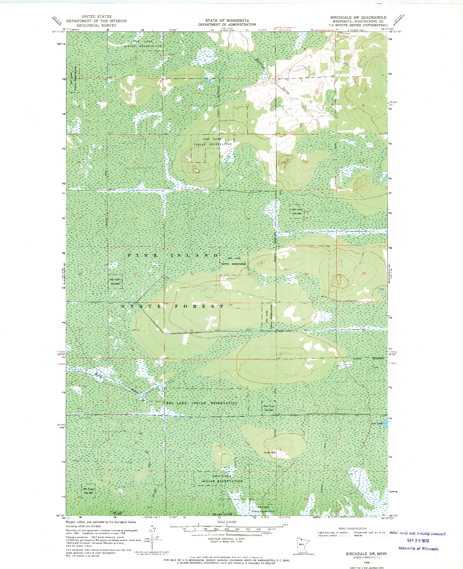 USGS 1:24000-SCALE QUADRANGLE FOR BIRCHDALE SW, MN 1968