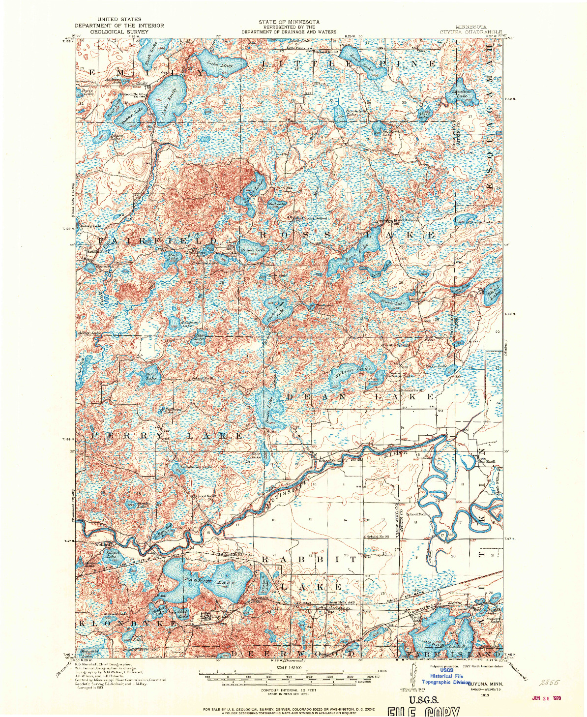 USGS 1:62500-SCALE QUADRANGLE FOR CUYUNA, MN 1913