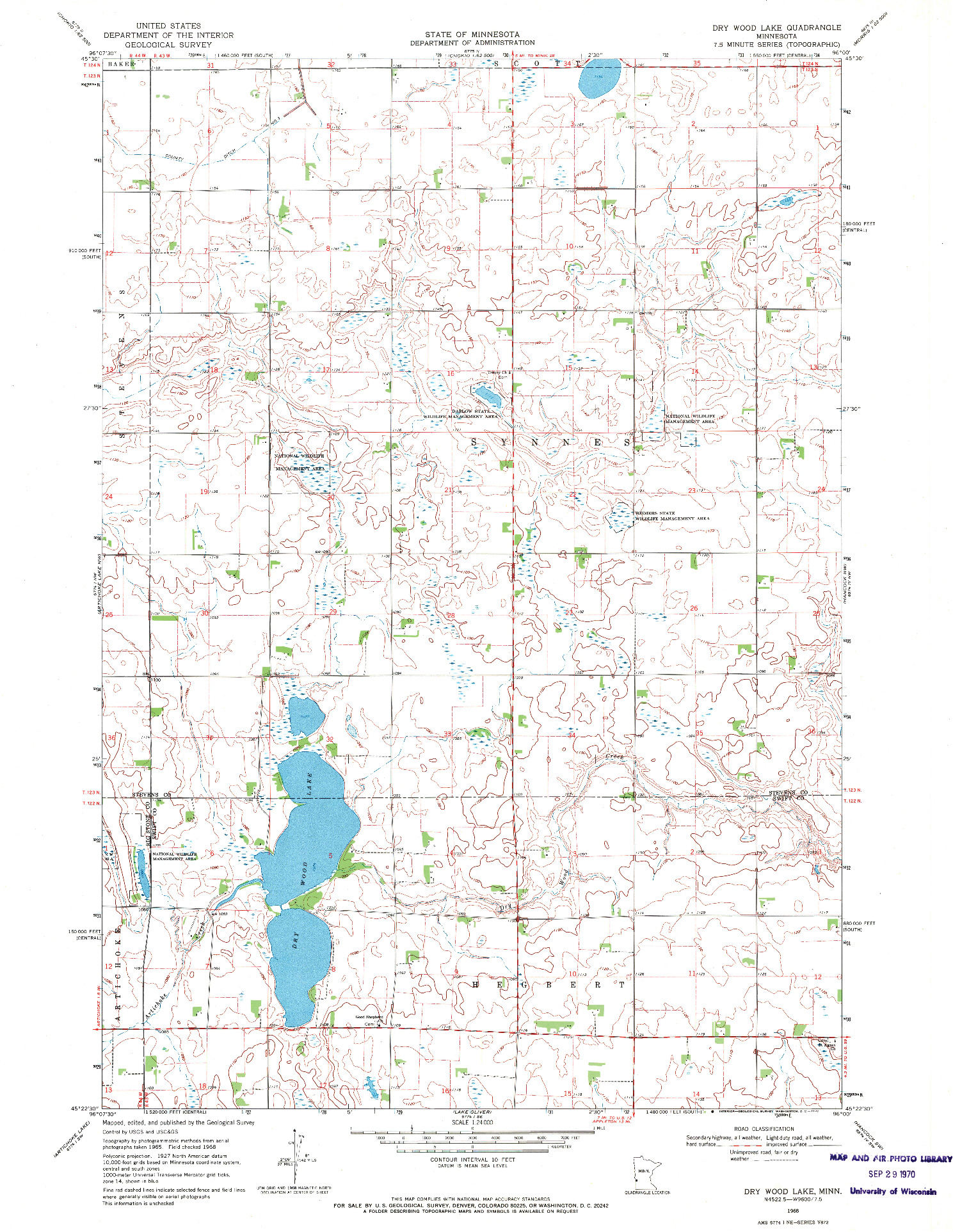 USGS 1:24000-SCALE QUADRANGLE FOR DRY WOOD LAKE, MN 1968