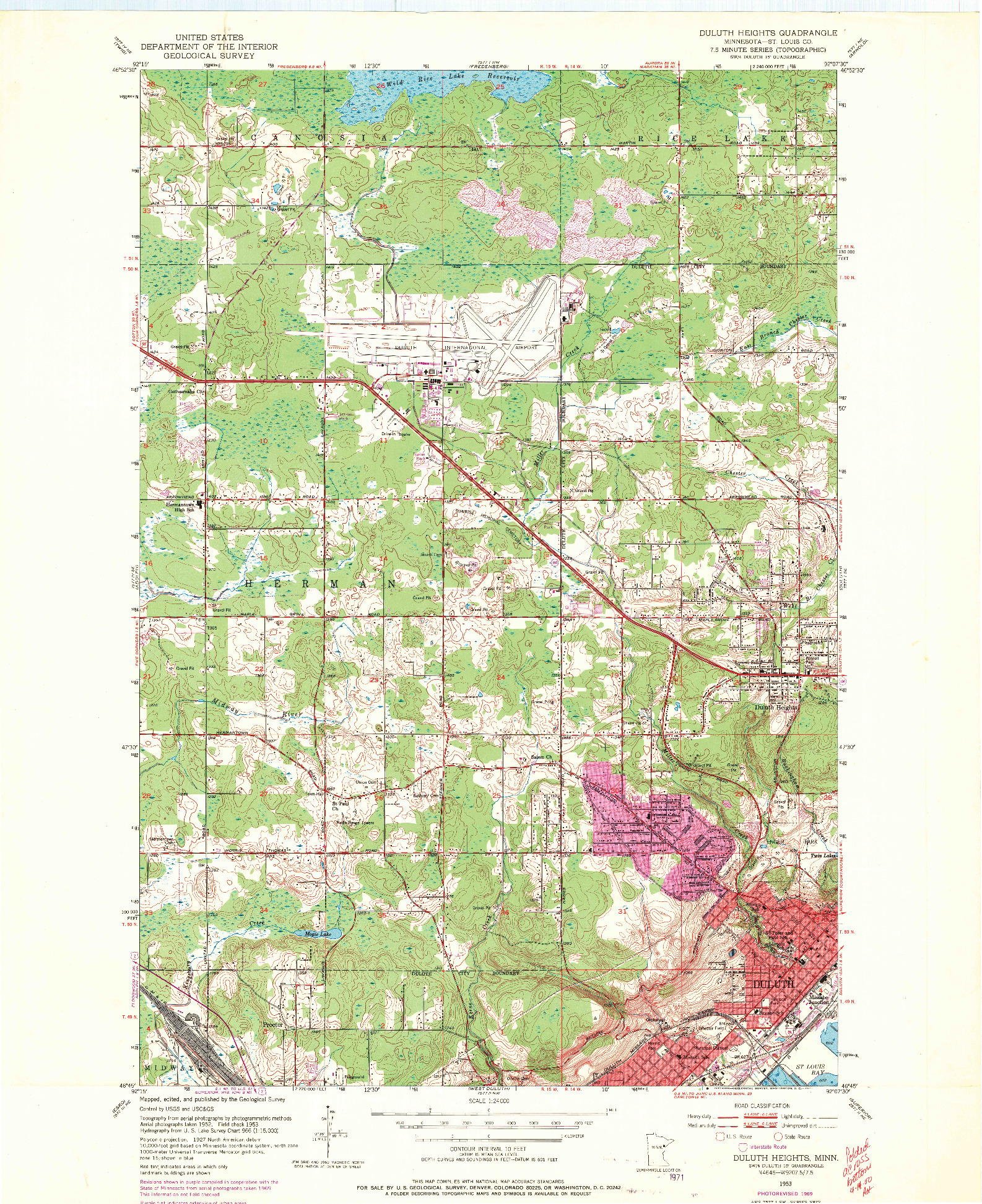 USGS 1:24000-SCALE QUADRANGLE FOR DULUTH HEIGHTS, MN 1953