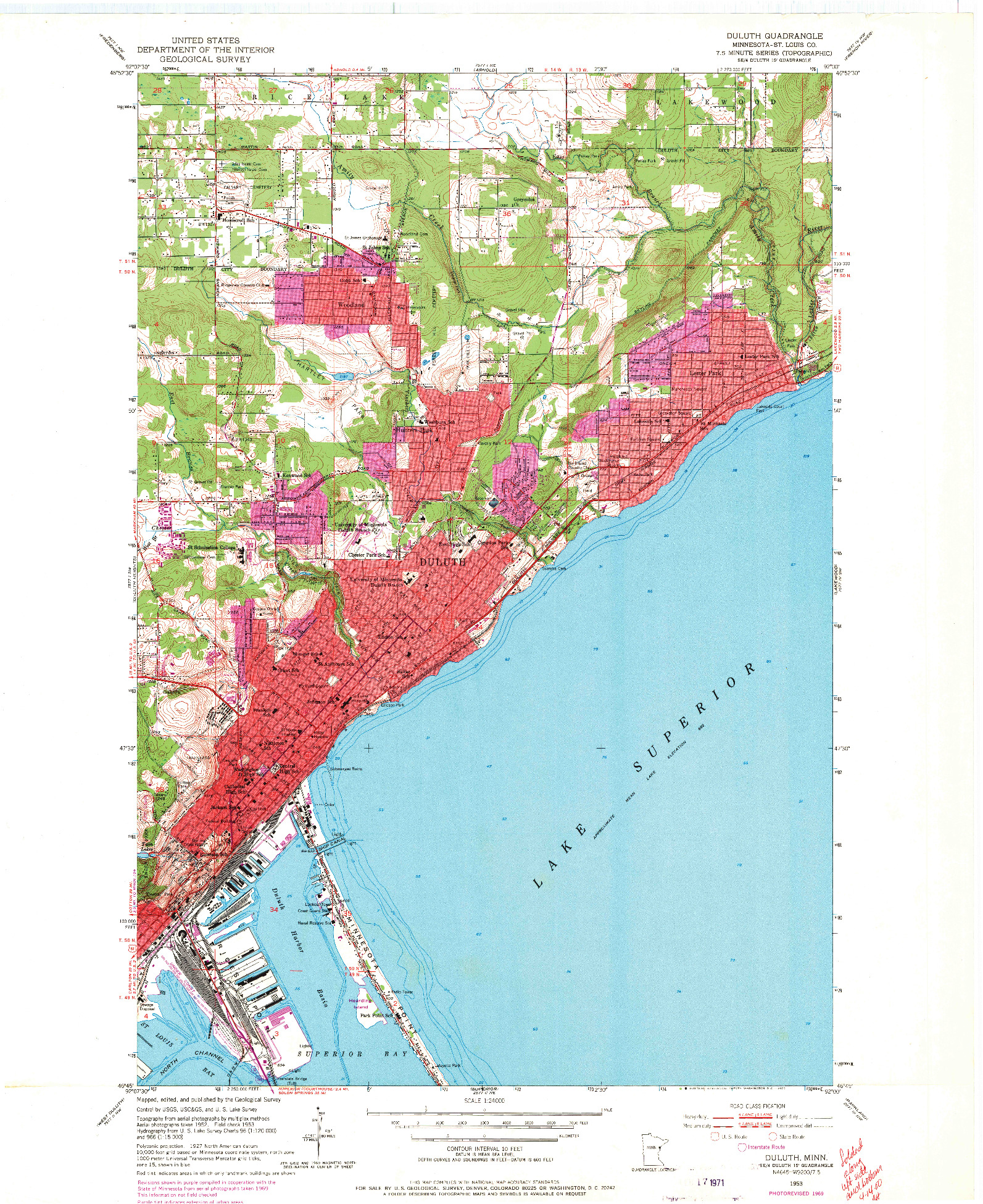 USGS 1:24000-SCALE QUADRANGLE FOR DULUTH, MN 1953