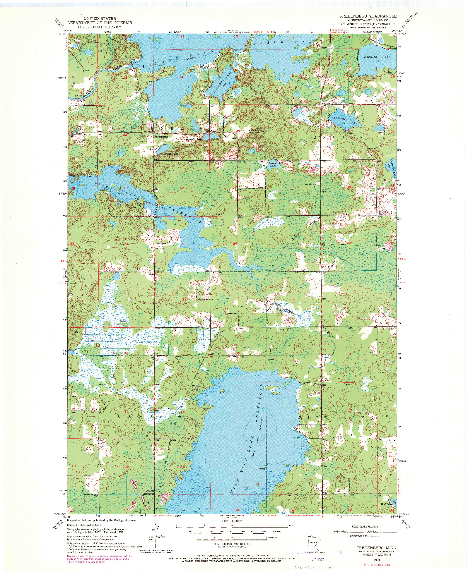 USGS 1:24000-SCALE QUADRANGLE FOR FREDENBERG, MN 1953
