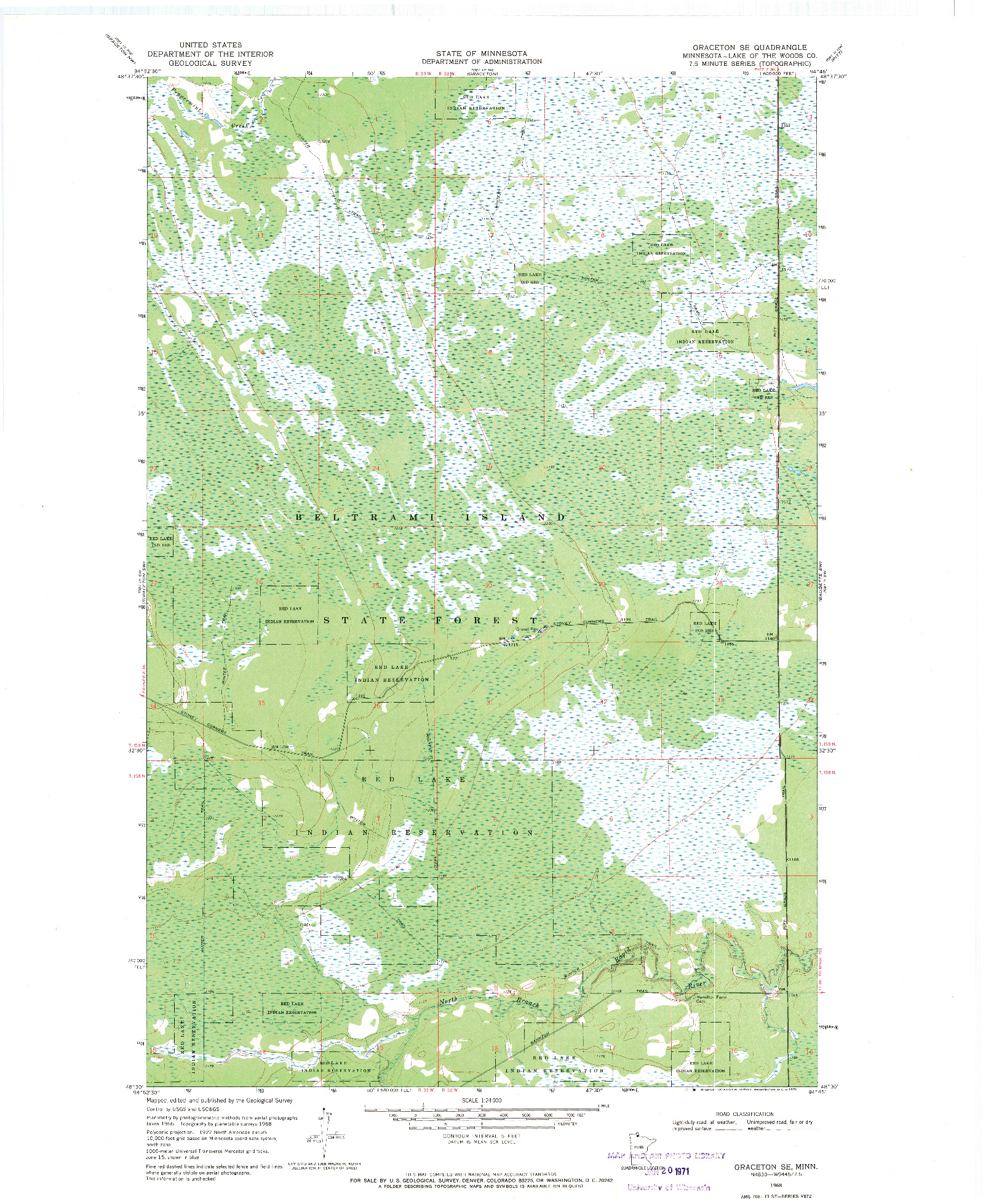 USGS 1:24000-SCALE QUADRANGLE FOR GRACETON SE, MN 1968