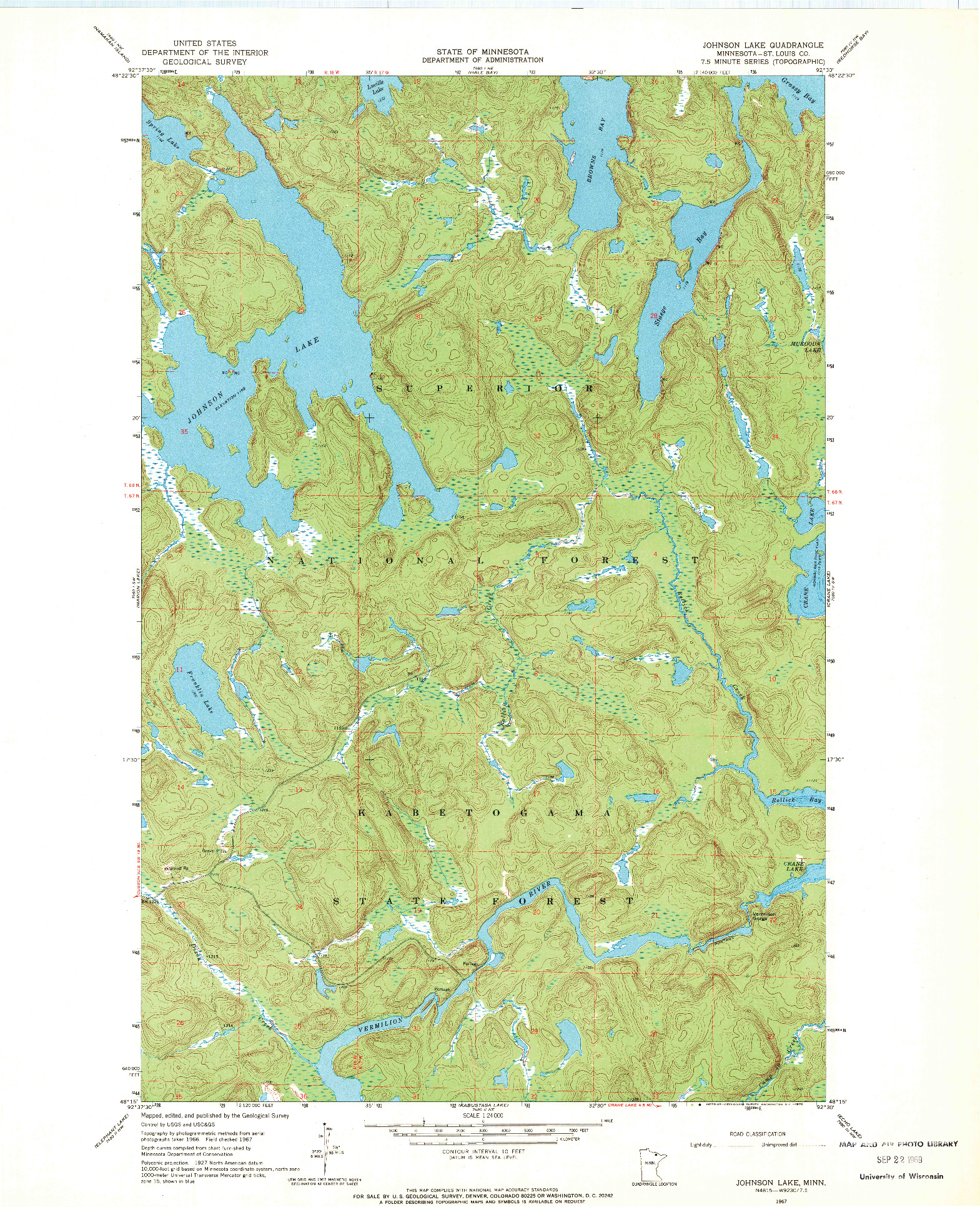 USGS 1:24000-SCALE QUADRANGLE FOR JOHNSON LAKE, MN 1967