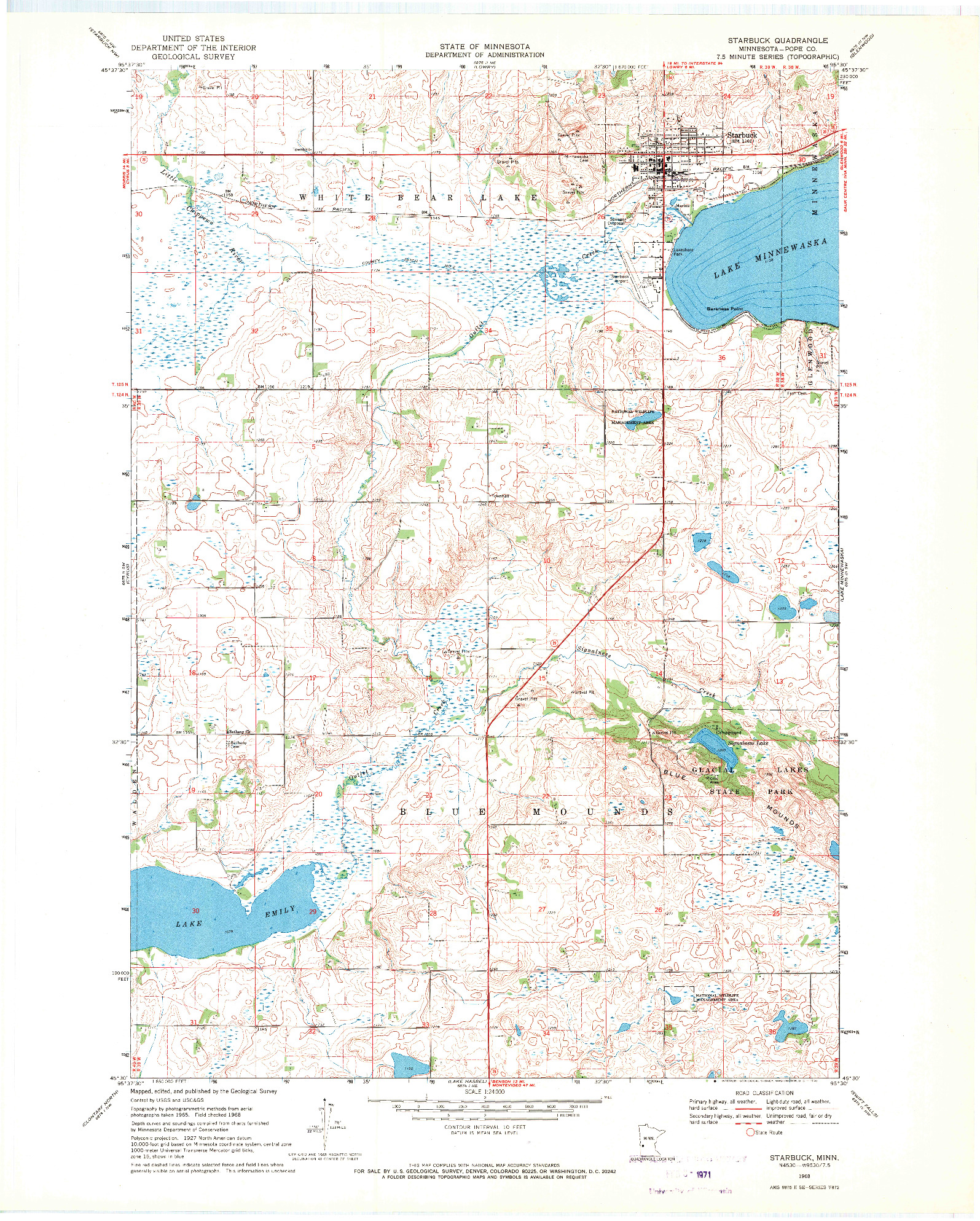 USGS 1:24000-SCALE QUADRANGLE FOR STARBUCK, MN 1968