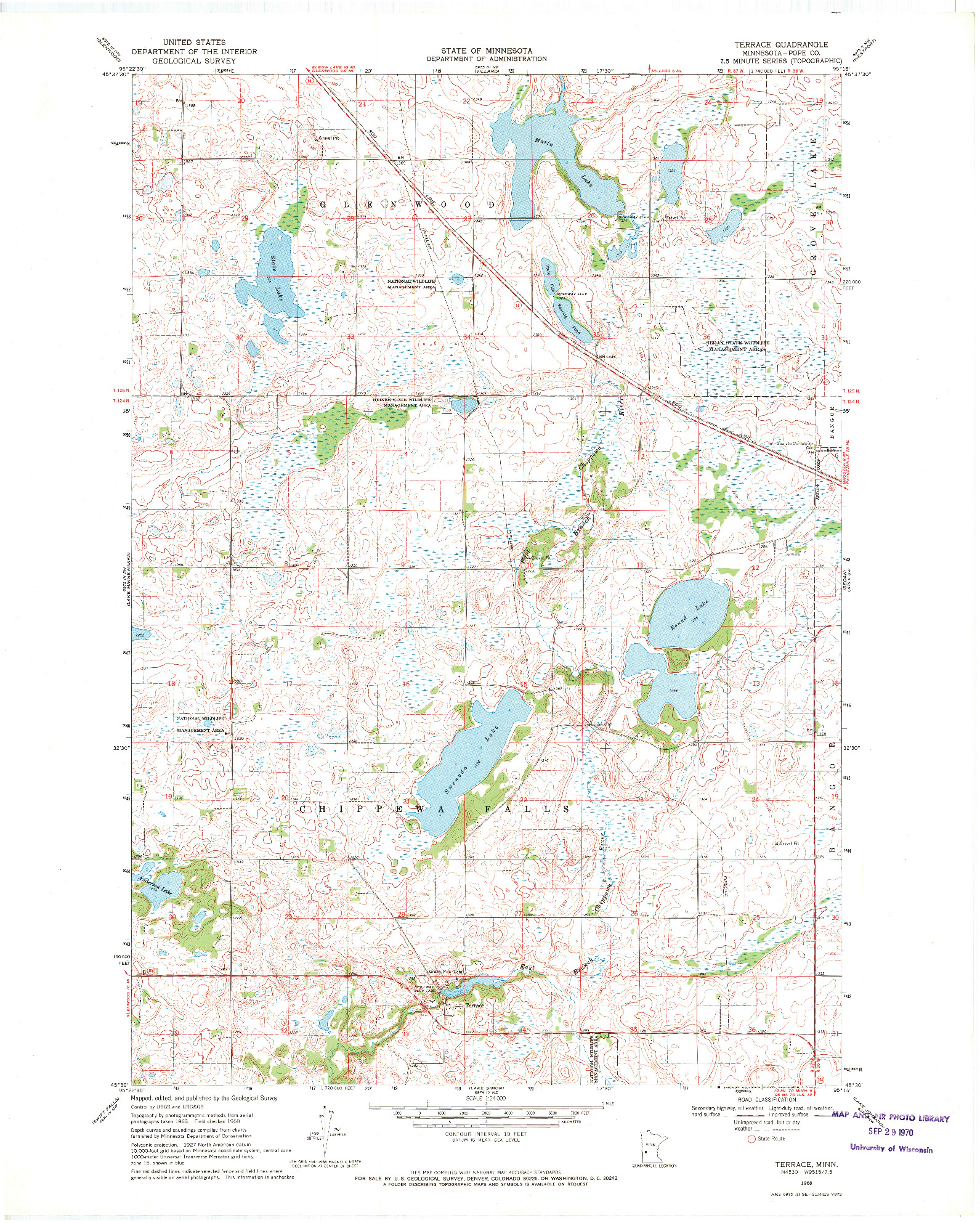 USGS 1:24000-SCALE QUADRANGLE FOR TERRACE, MN 1968