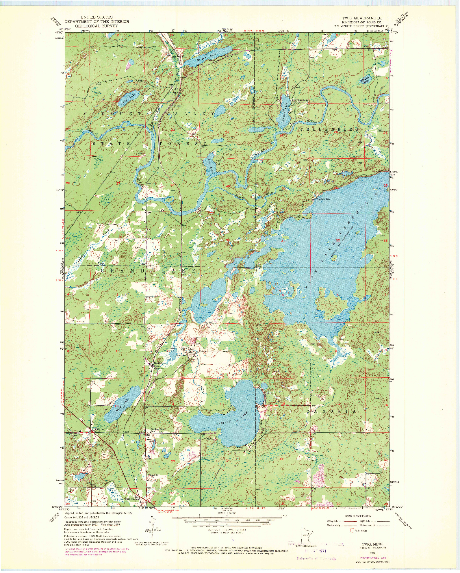 USGS 1:24000-SCALE QUADRANGLE FOR TWIG, MN 1953