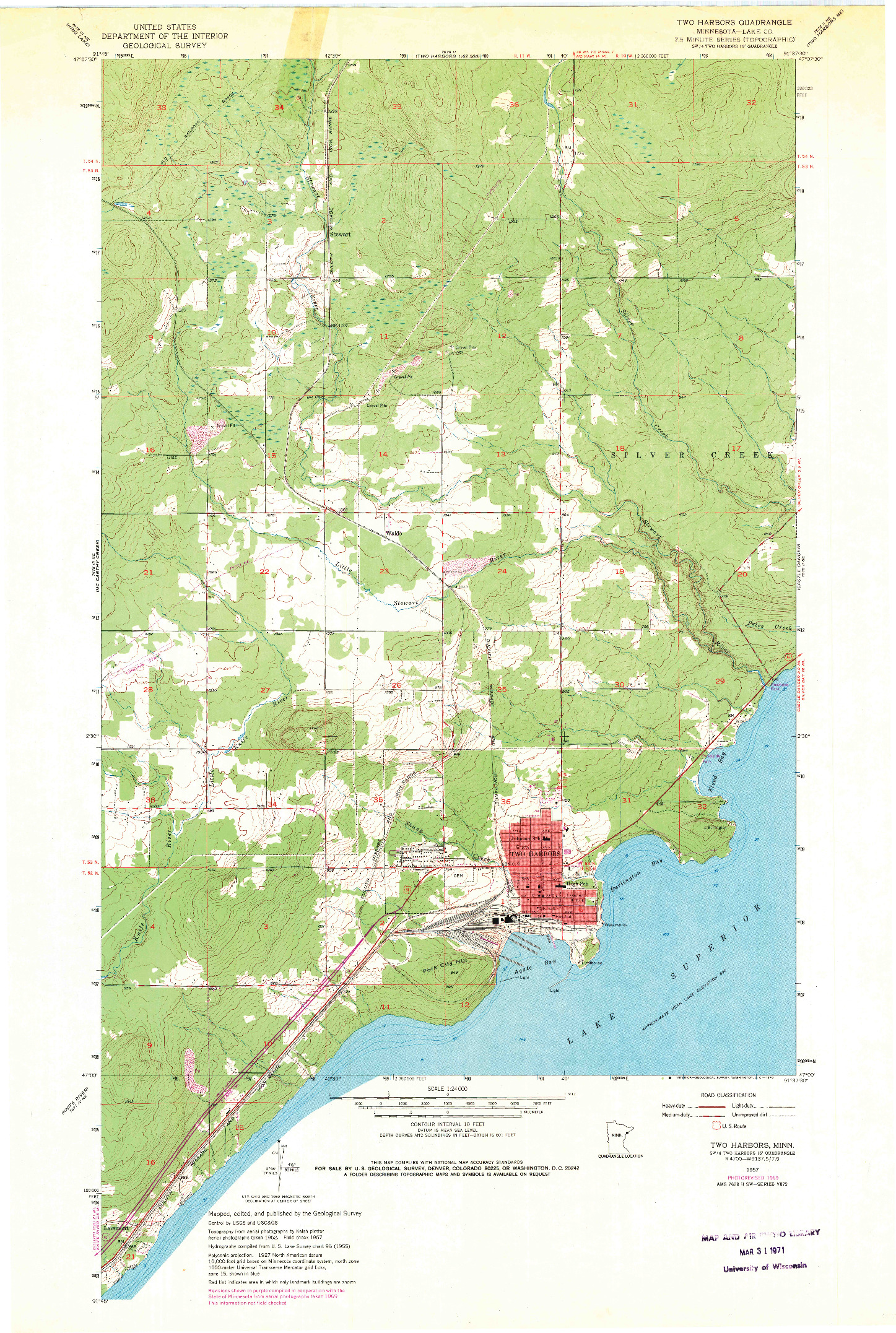 USGS 1:24000-SCALE QUADRANGLE FOR TWO HARBORS, MN 1957