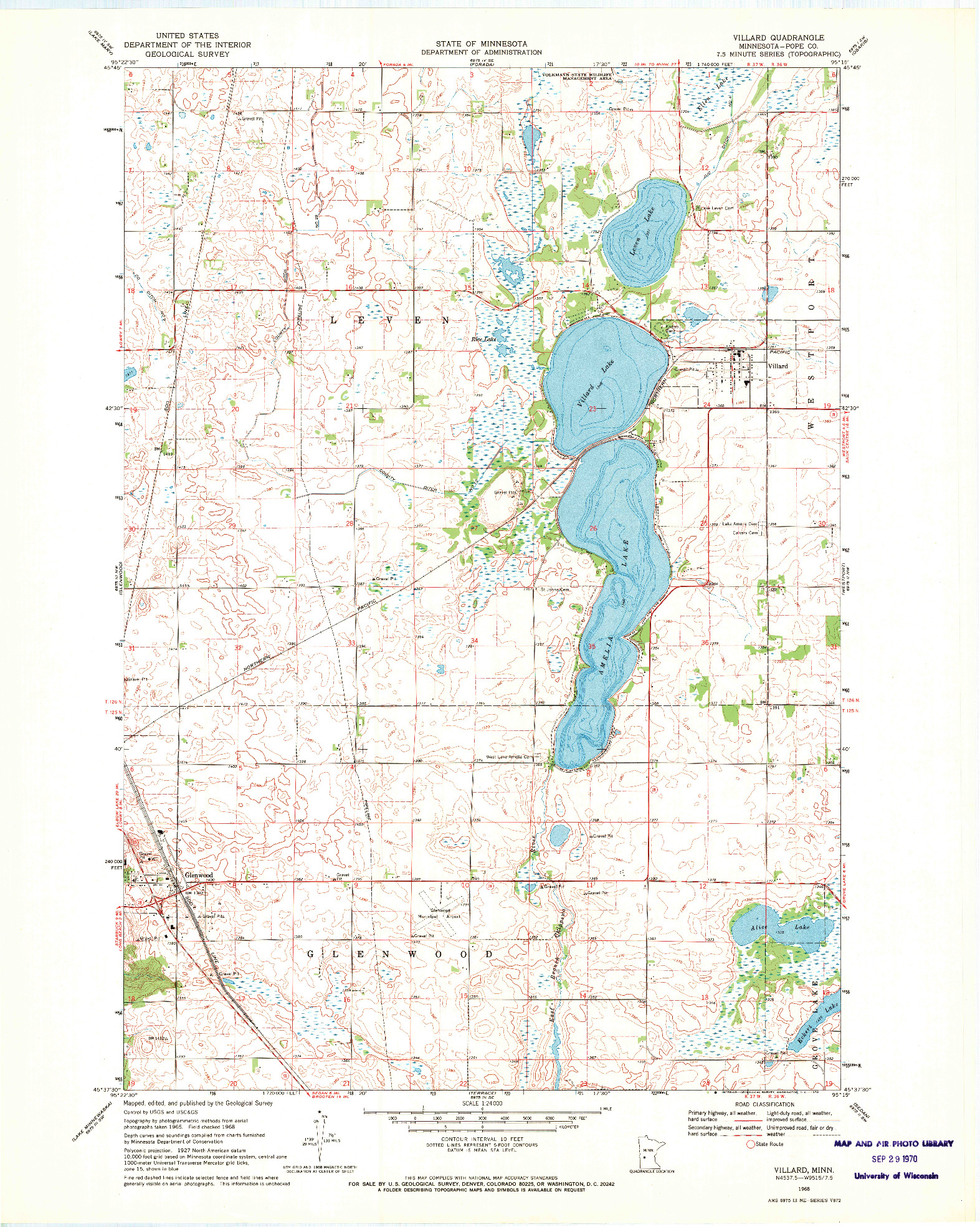 USGS 1:24000-SCALE QUADRANGLE FOR VILLARD, MN 1968