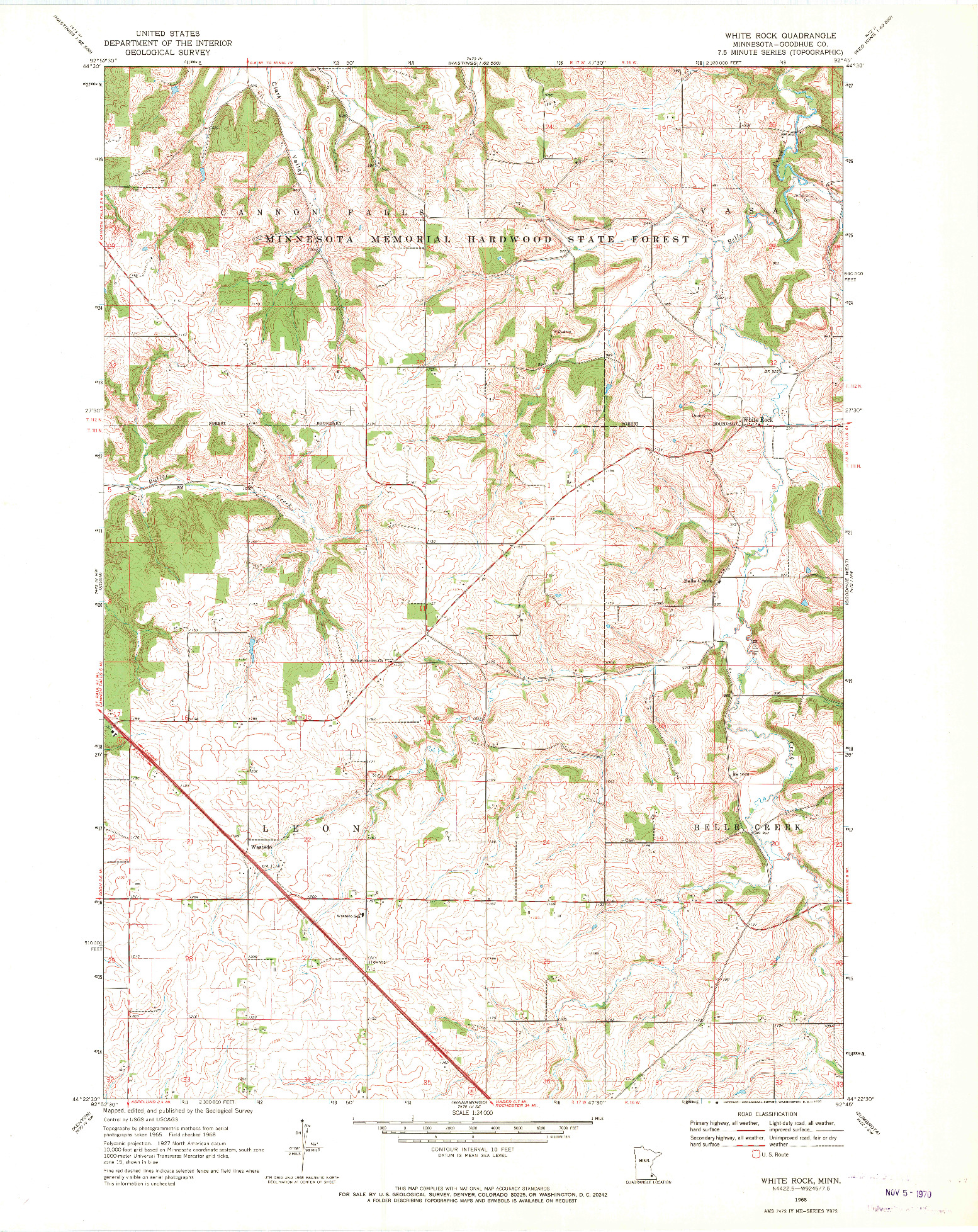 USGS 1:24000-SCALE QUADRANGLE FOR WHITE ROCK, MN 1968