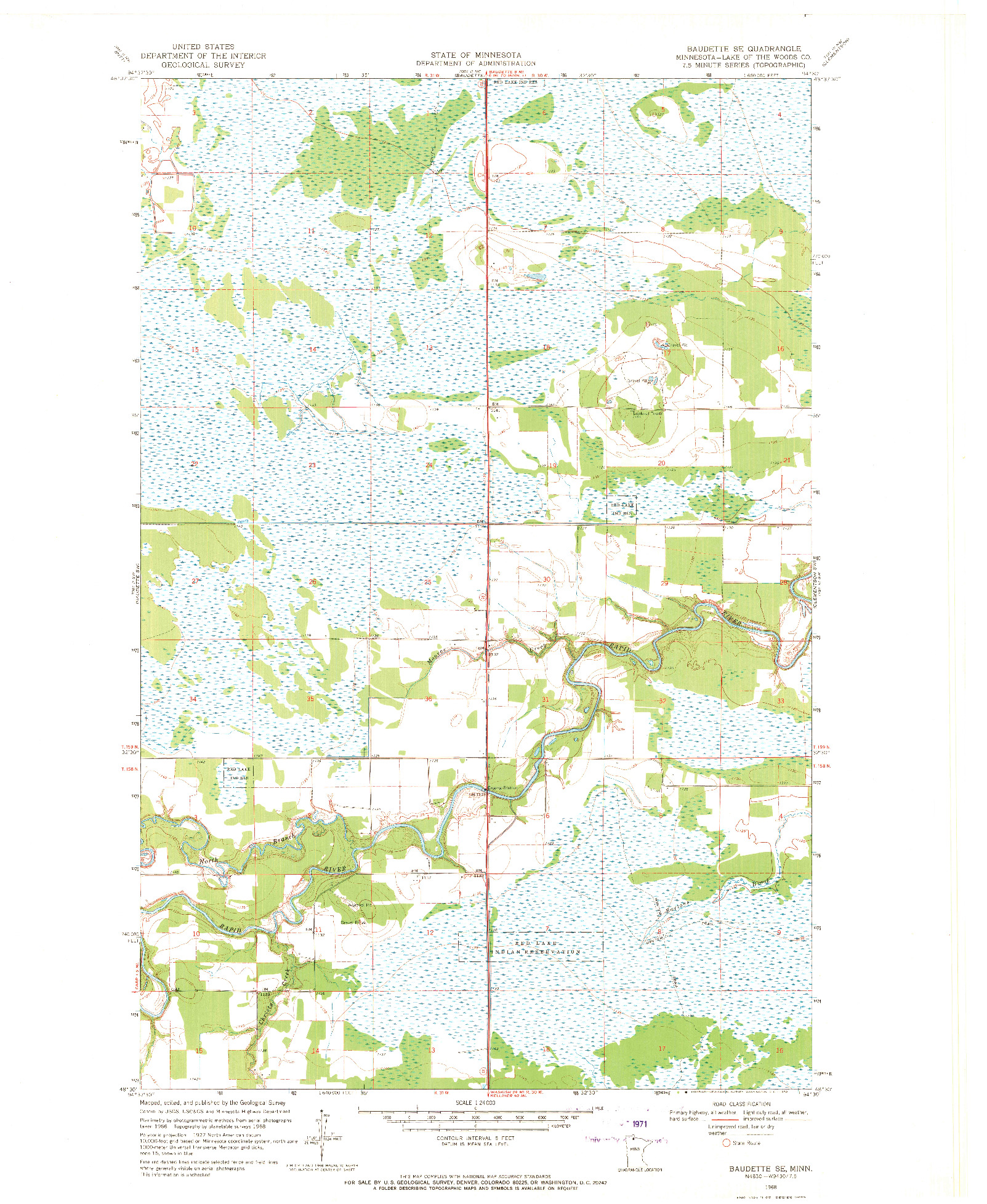 USGS 1:24000-SCALE QUADRANGLE FOR BAUDETTE SE, MN 1968