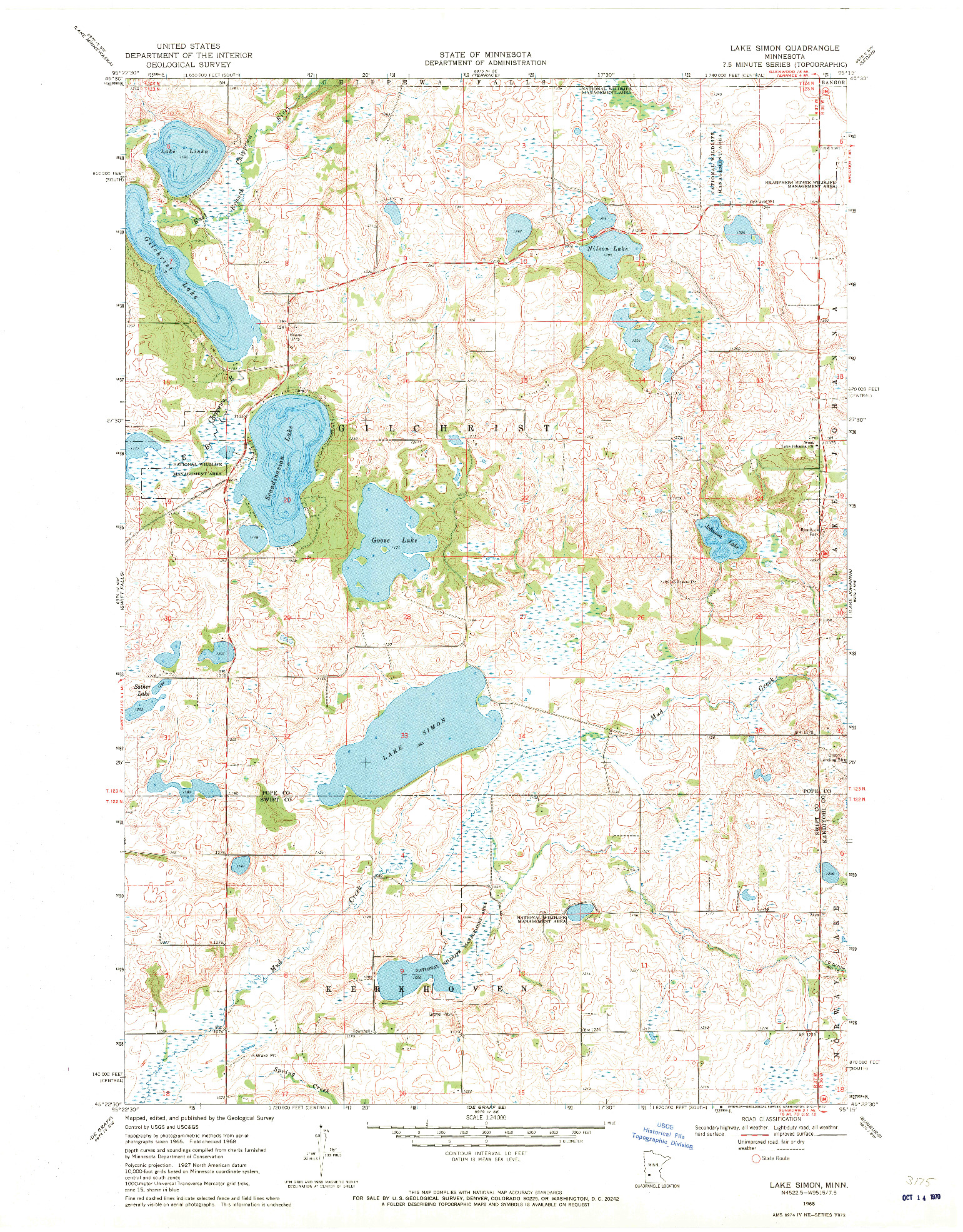 USGS 1:24000-SCALE QUADRANGLE FOR LAKE SIMON, MN 1968