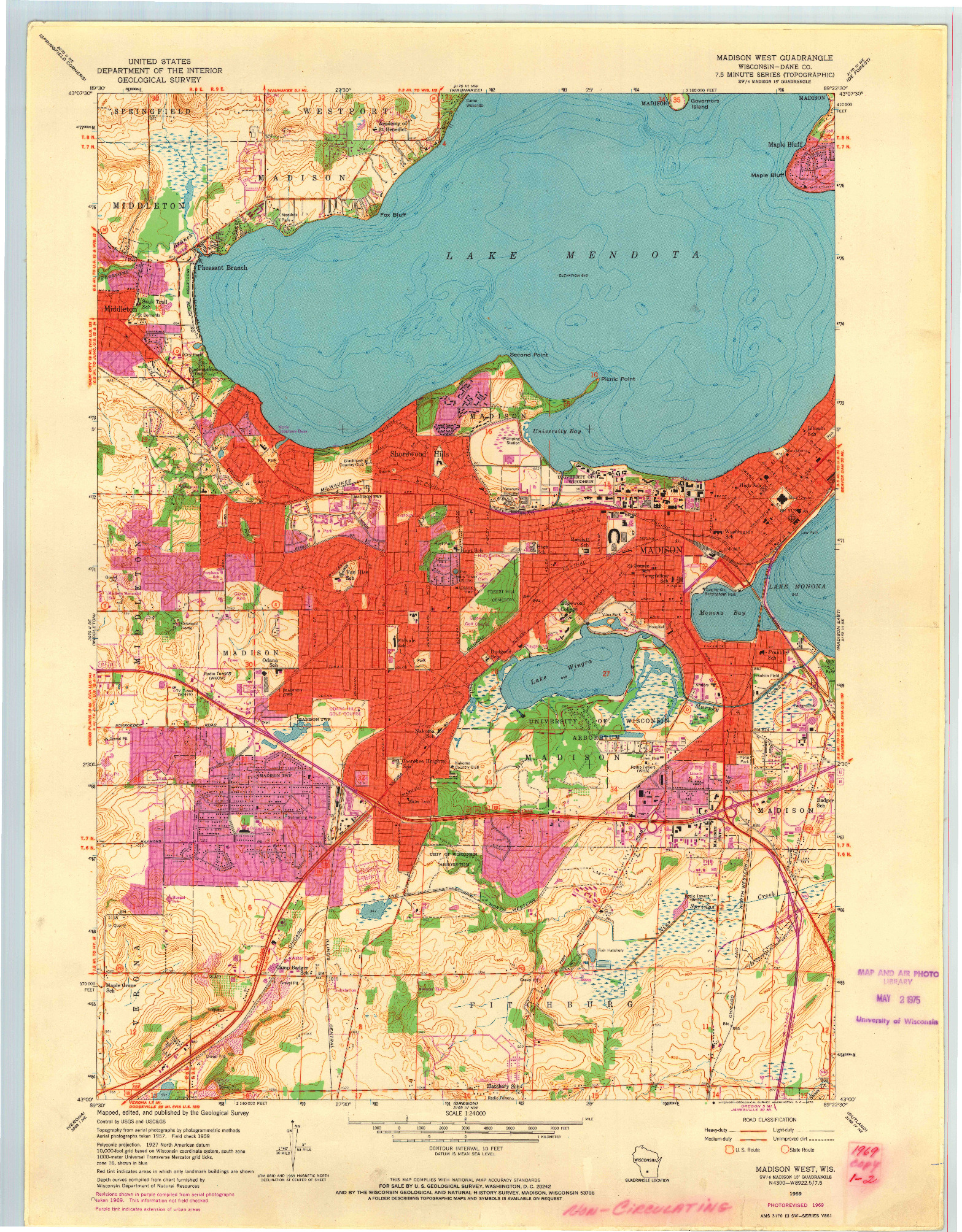 USGS 1:24000-SCALE QUADRANGLE FOR MADISON WEST, WI 1959