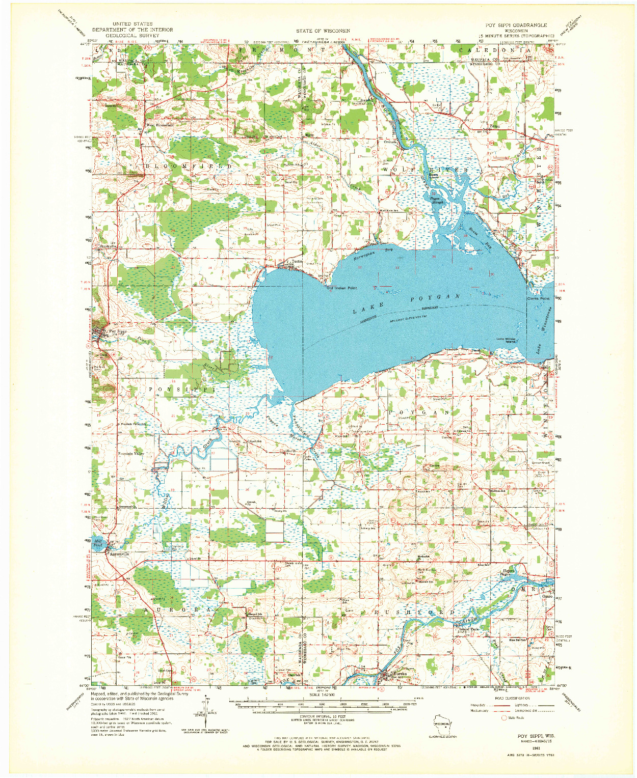 USGS 1:62500-SCALE QUADRANGLE FOR POY SIPPI, WI 1961
