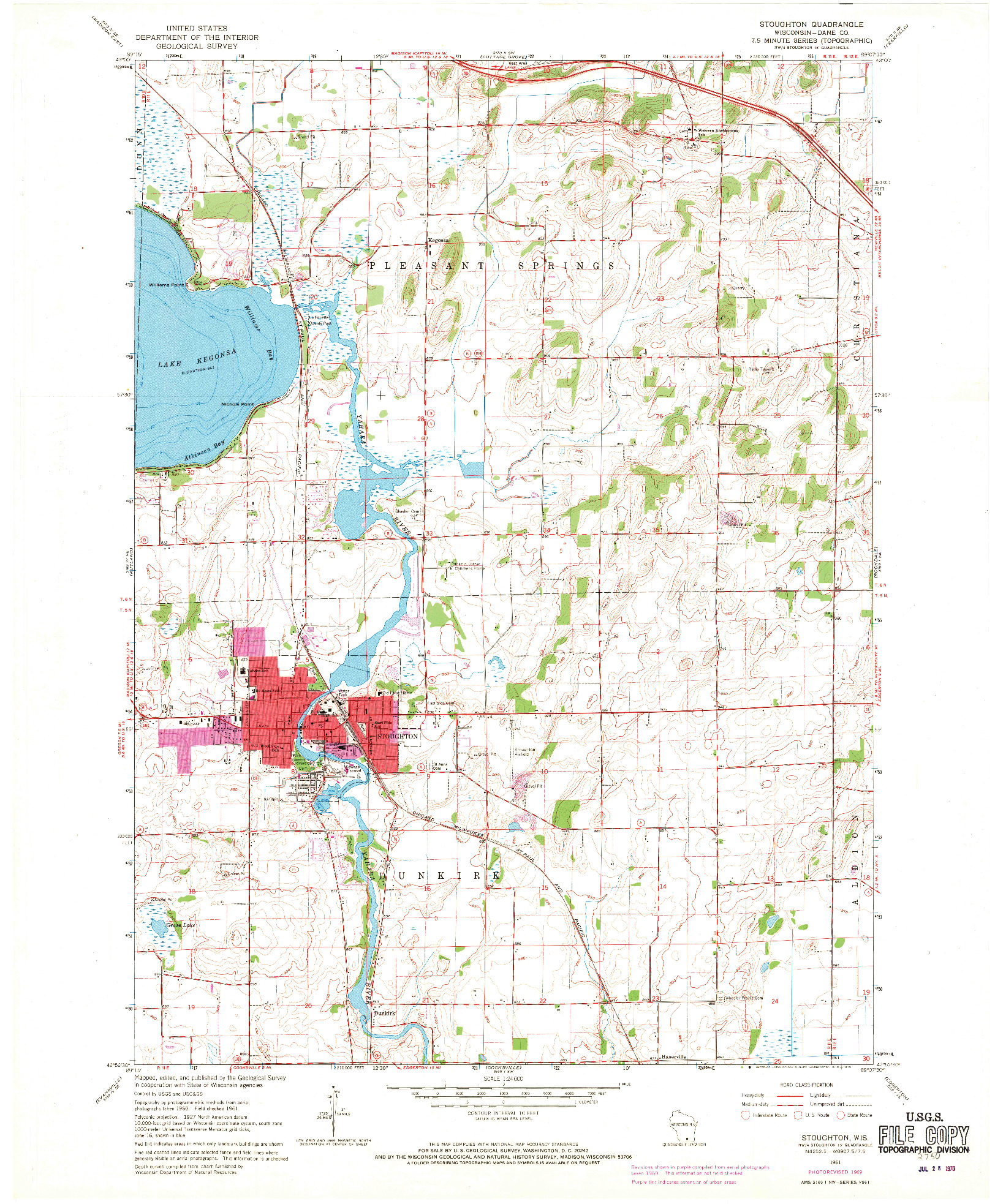 USGS 1:24000-SCALE QUADRANGLE FOR STOUGHTON, WI 1961