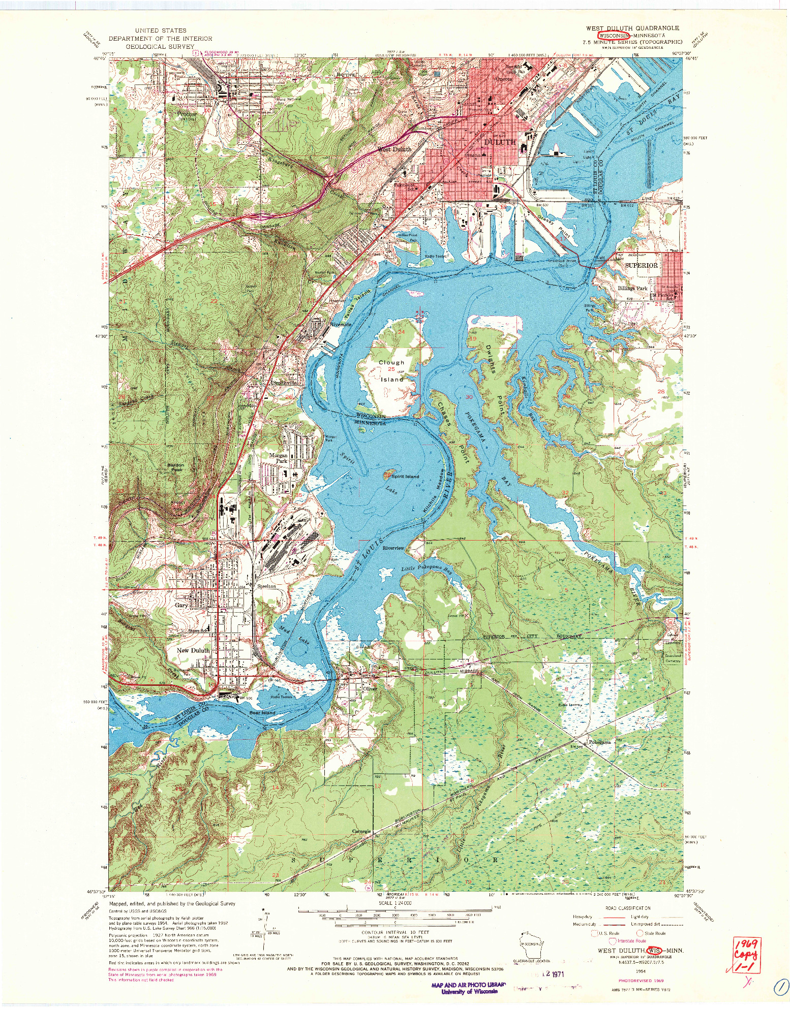 USGS 1:24000-SCALE QUADRANGLE FOR WEST DULUTH, WI 1954