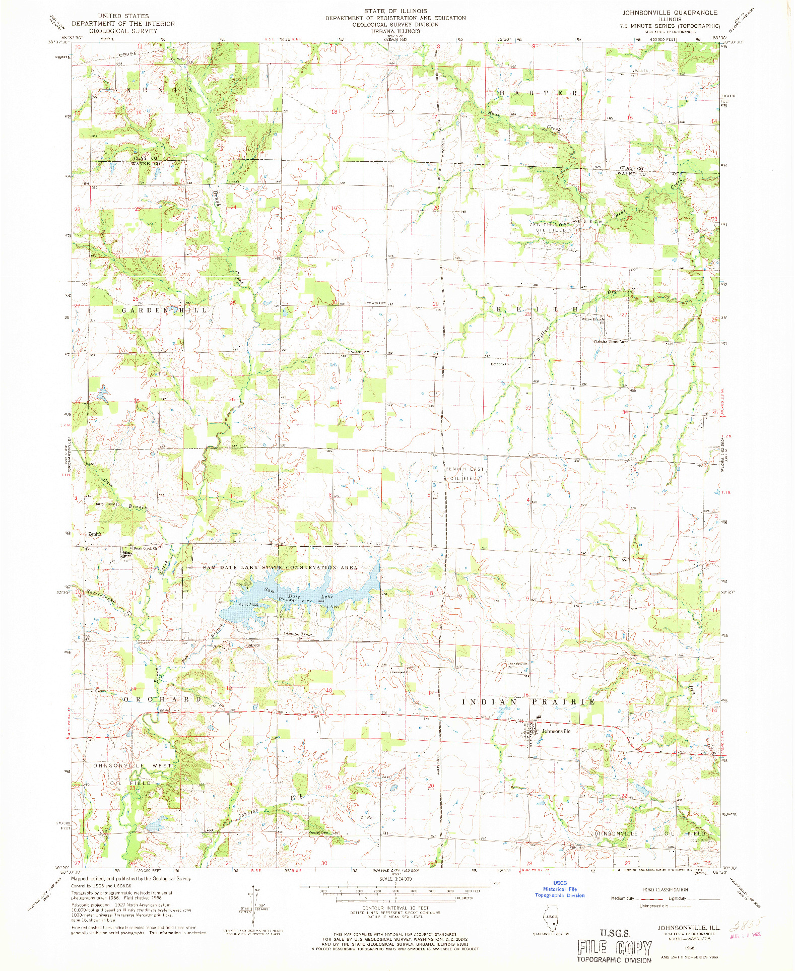 USGS 1:24000-SCALE QUADRANGLE FOR JOHNSONVILLE, IL 1968