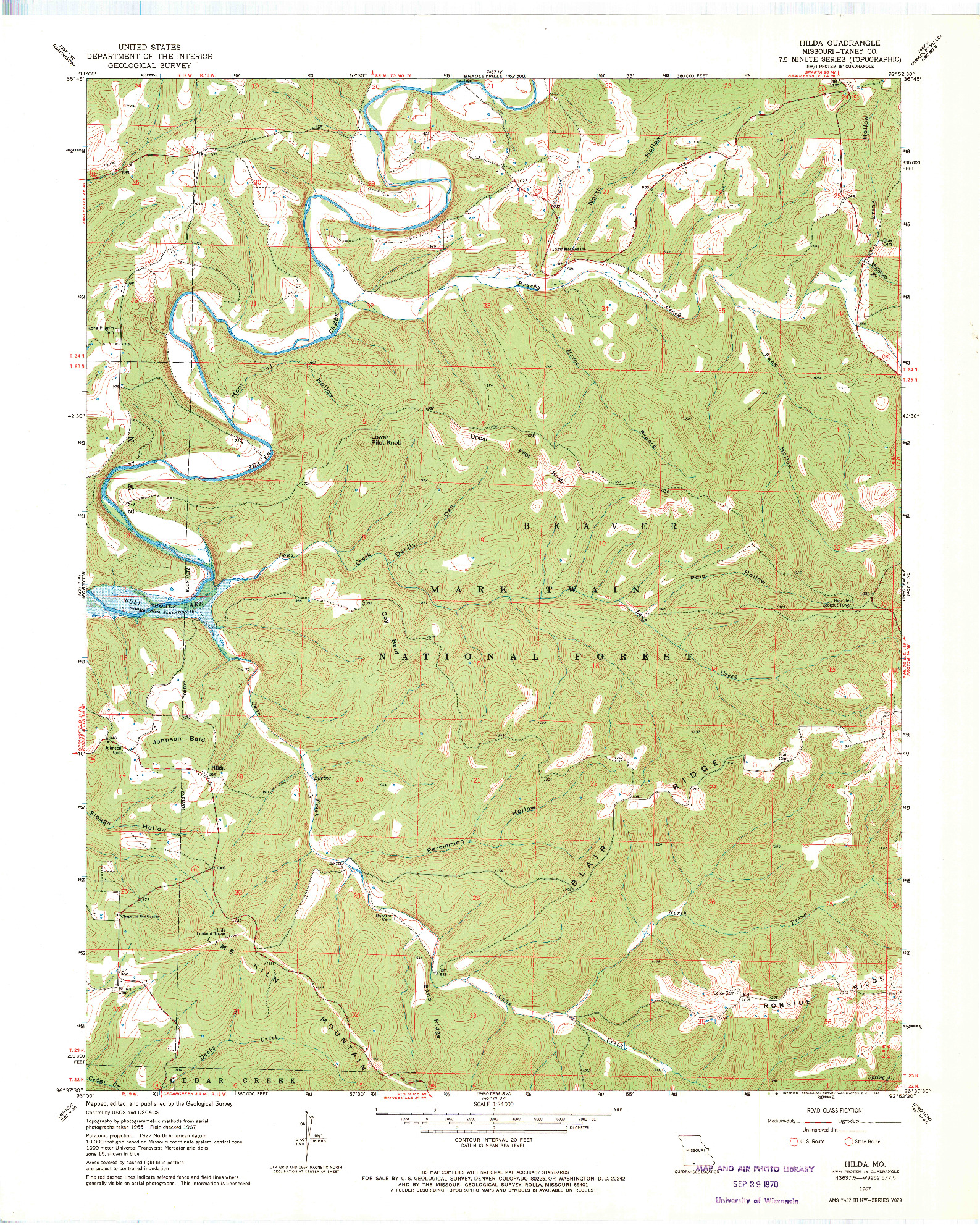 USGS 1:24000-SCALE QUADRANGLE FOR HILDA, MO 1967