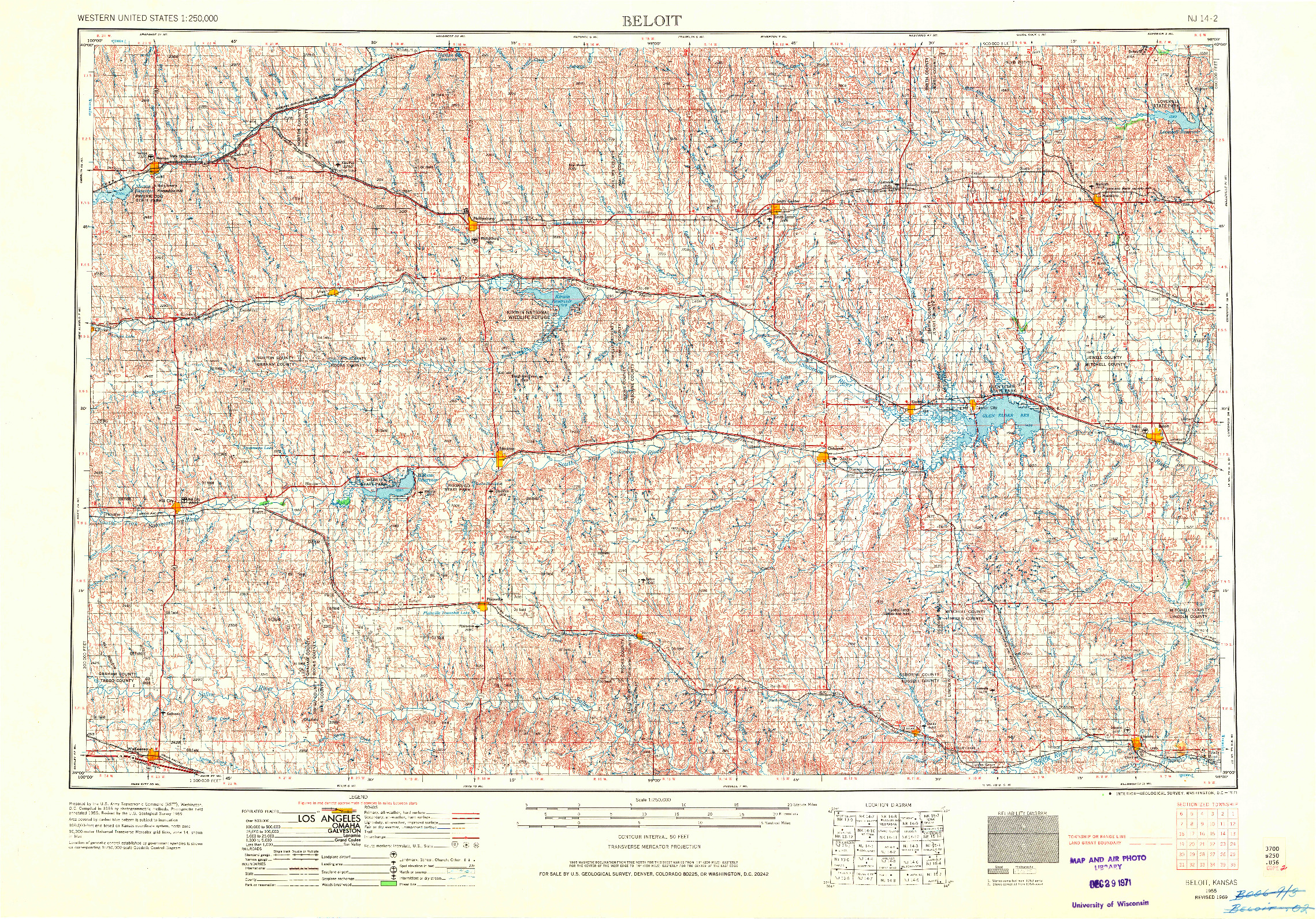 USGS 1:250000-SCALE QUADRANGLE FOR BELOIT, KS 1955