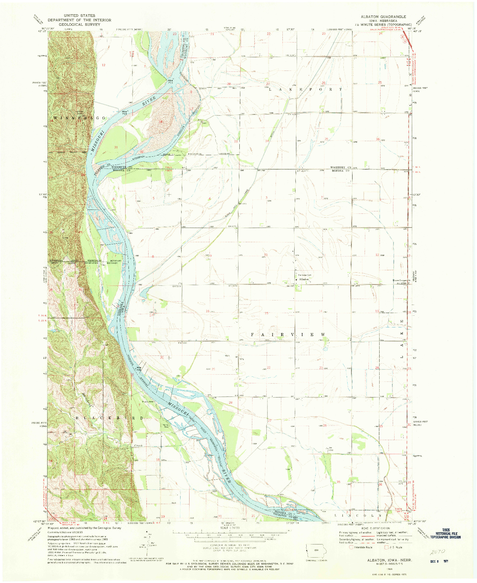 USGS 1:24000-SCALE QUADRANGLE FOR ALBATON, IA 1969