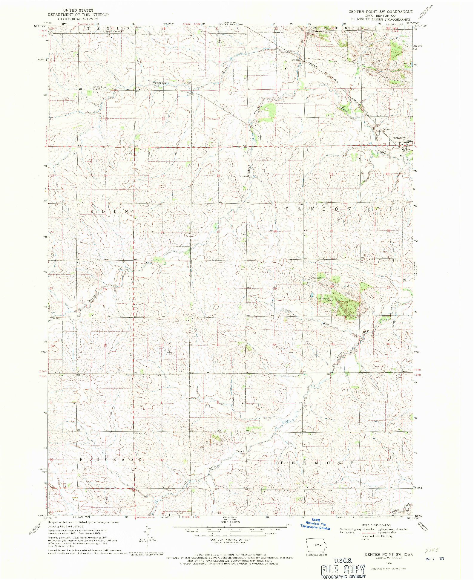 USGS 1:24000-SCALE QUADRANGLE FOR CENTER POINT SW, IA 1968