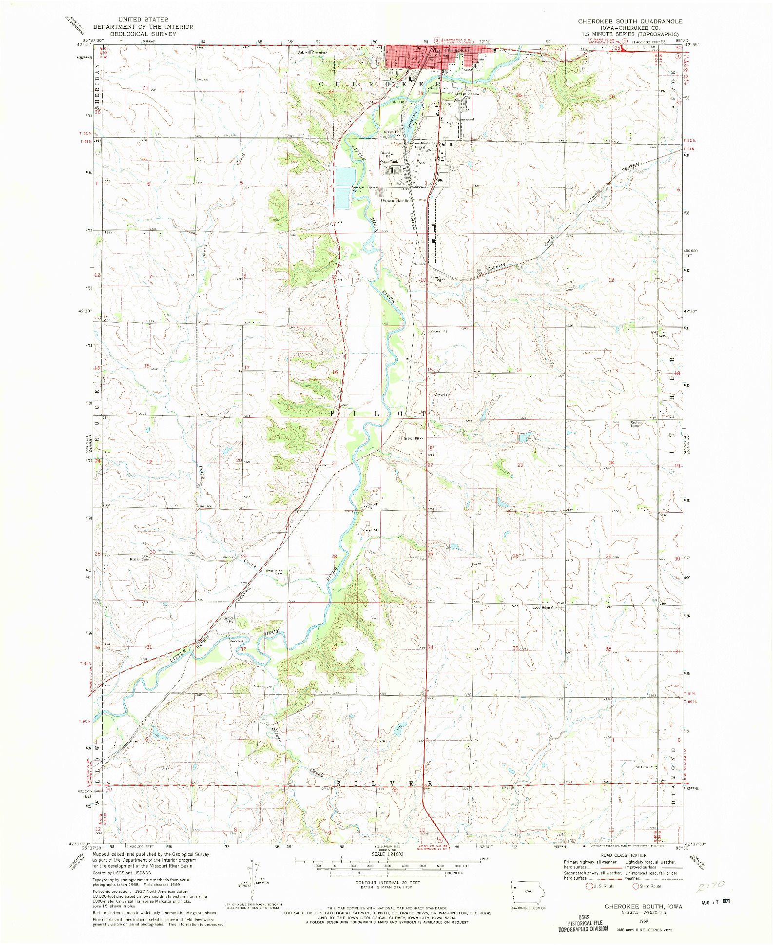 USGS 1:24000-SCALE QUADRANGLE FOR CHEROKEE SOUTH, IA 1969