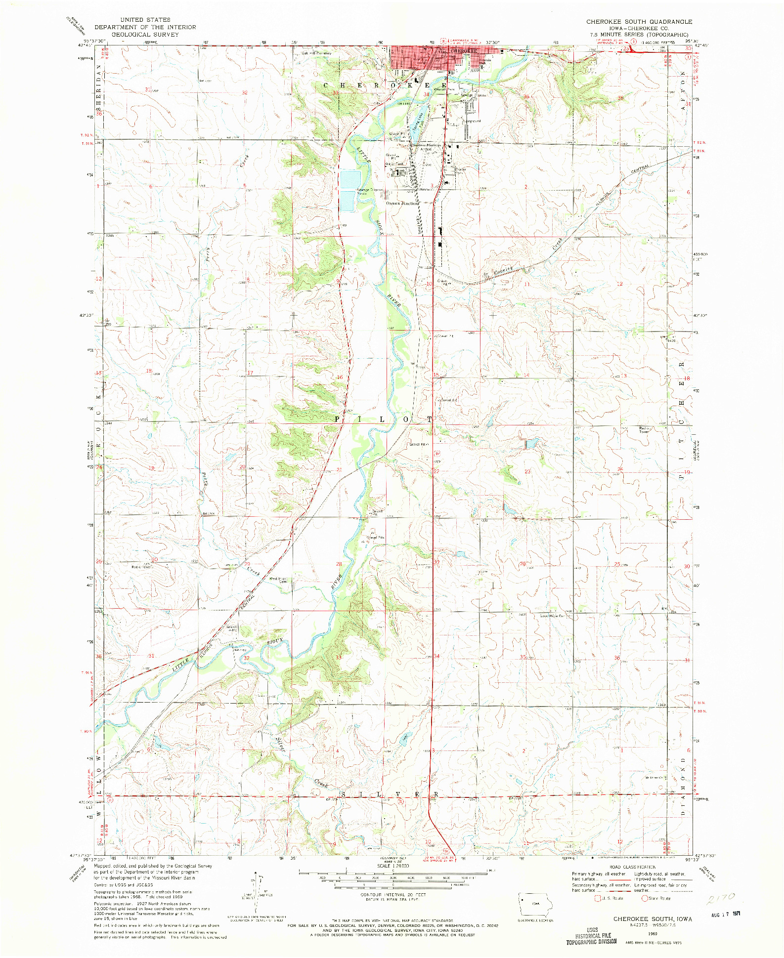 USGS 1:24000-SCALE QUADRANGLE FOR CHEROKEE SOUTH, IA 1969