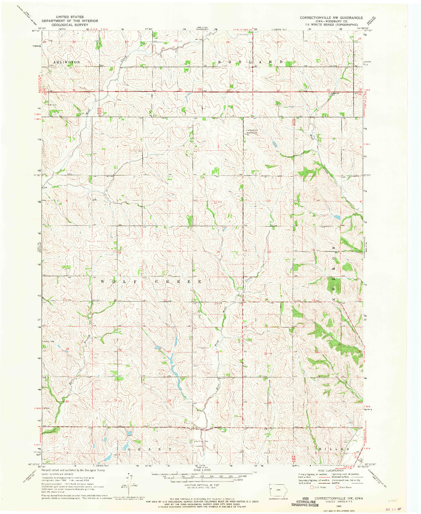 USGS 1:24000-SCALE QUADRANGLE FOR CORRECTIONVILLE NW, IA 1969