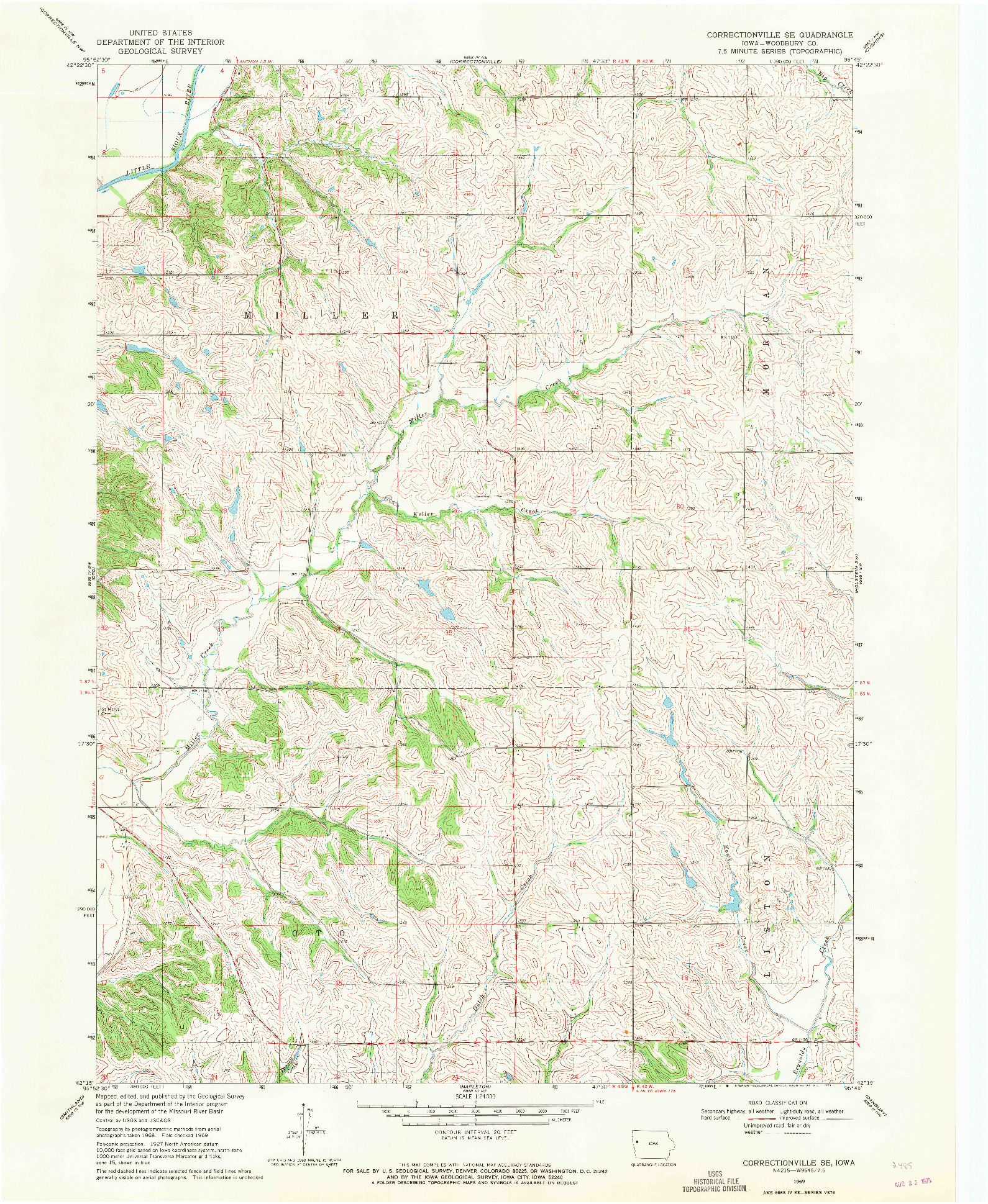 USGS 1:24000-SCALE QUADRANGLE FOR CORRECTIONVILLE SE, IA 1969