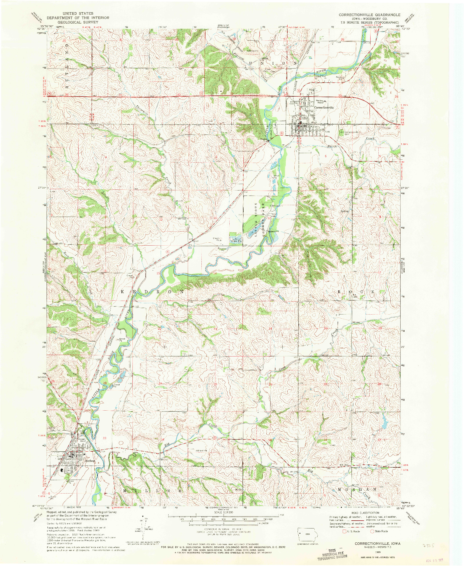 USGS 1:24000-SCALE QUADRANGLE FOR CORRECTIONVILLE, IA 1969