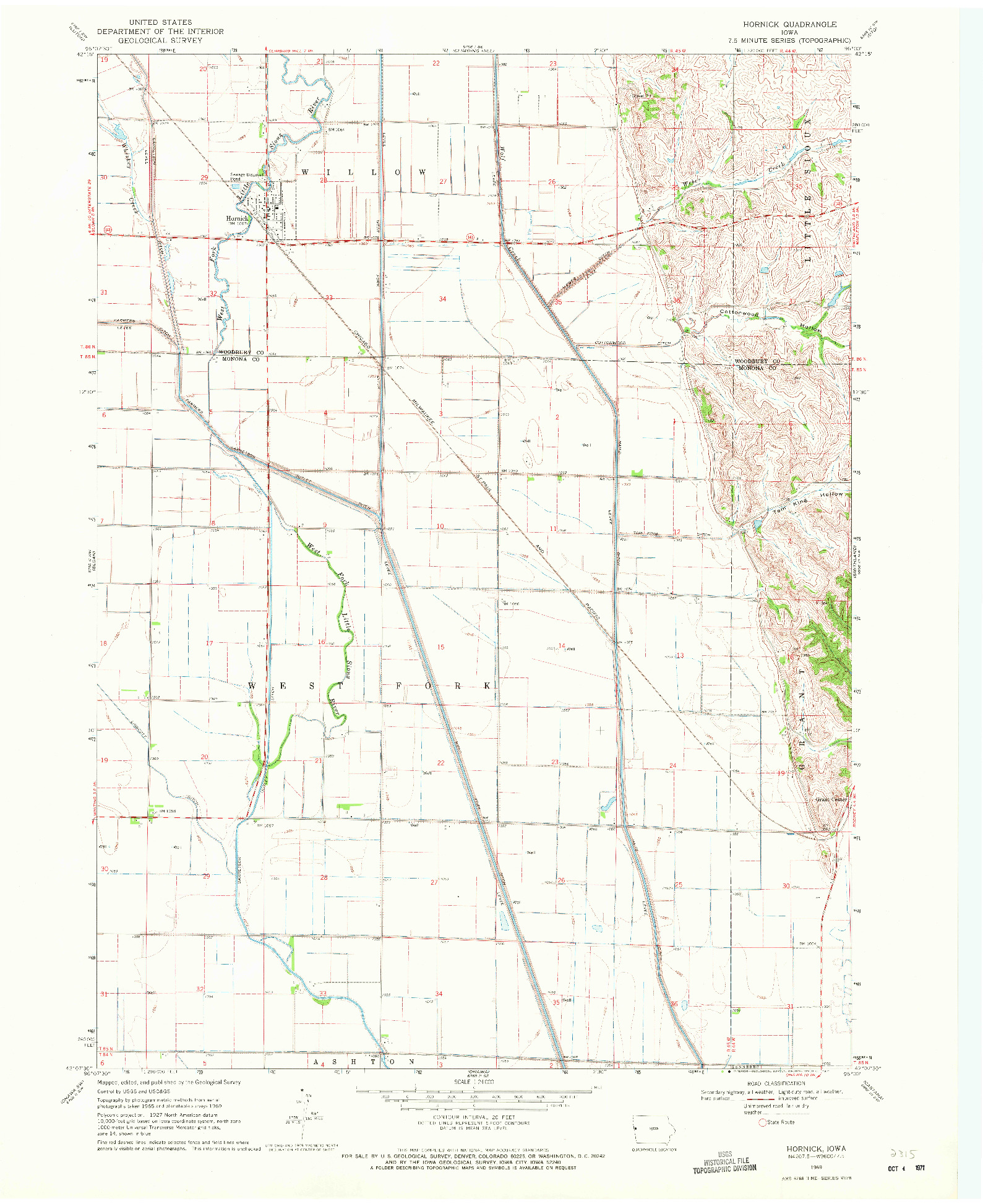 USGS 1:24000-SCALE QUADRANGLE FOR HORNICK, IA 1969