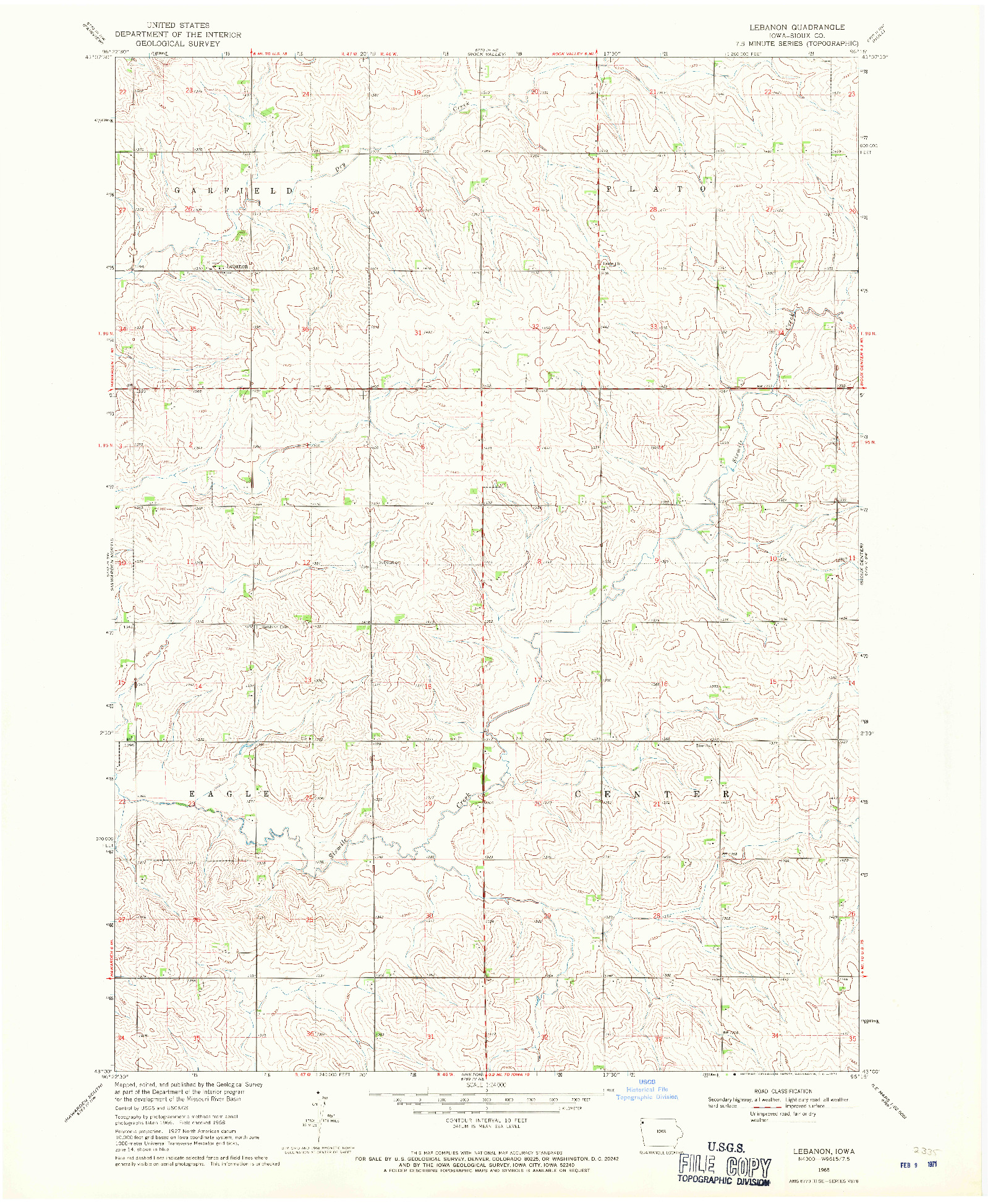 USGS 1:24000-SCALE QUADRANGLE FOR LABANON, IA 1968