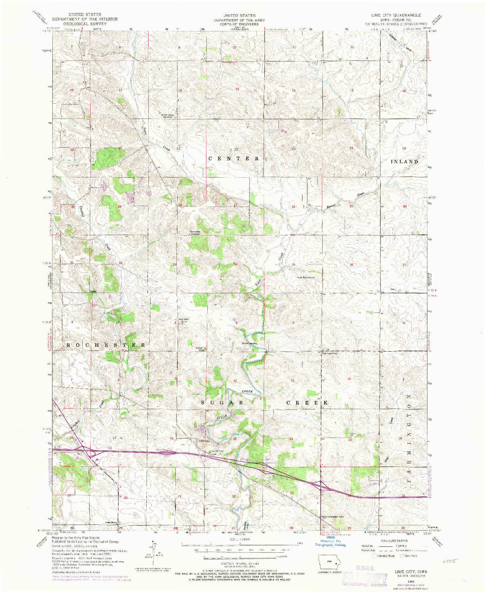 USGS 1:24000-SCALE QUADRANGLE FOR LIME CITY, IA 1953