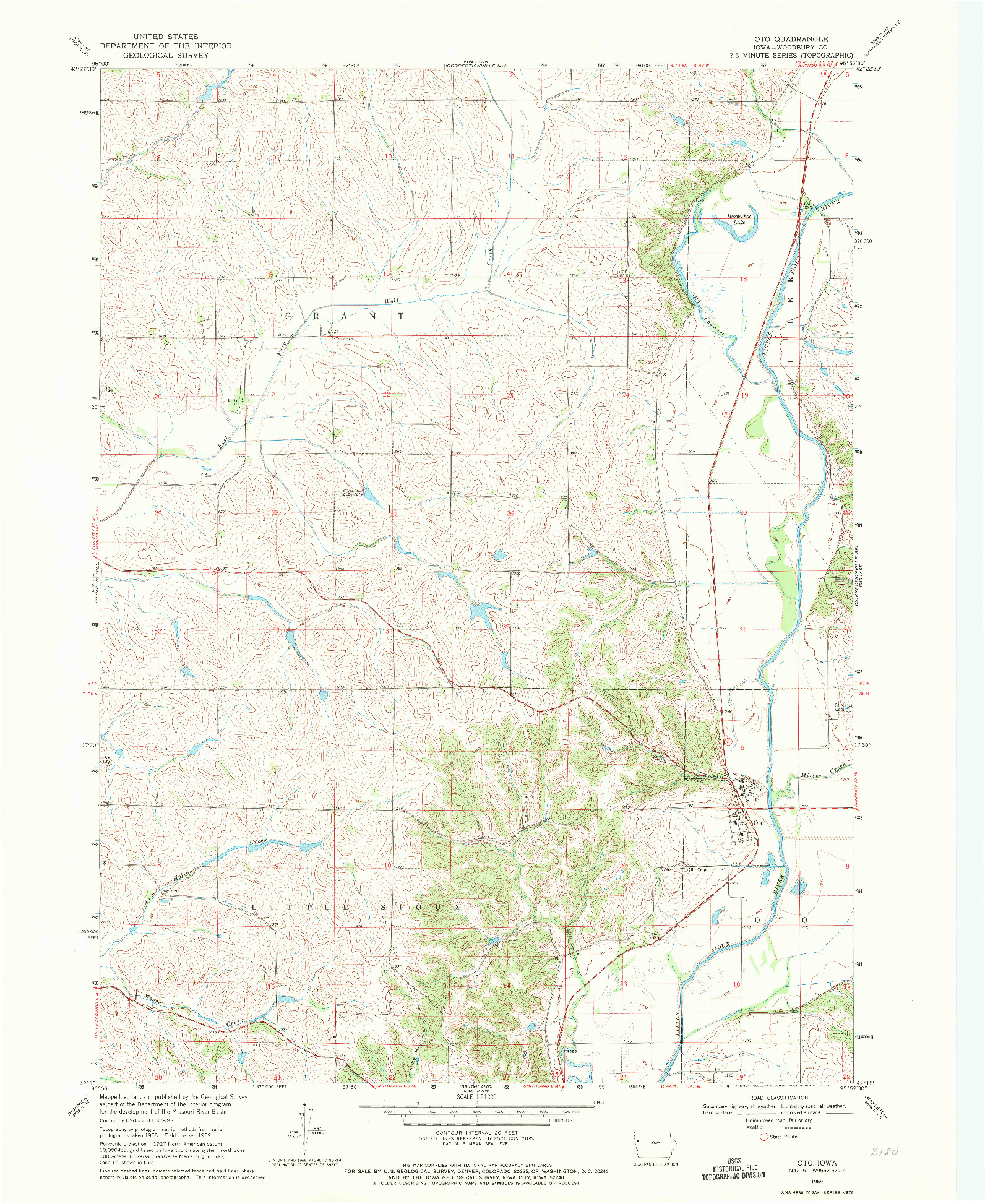 USGS 1:24000-SCALE QUADRANGLE FOR OTO, IA 1969