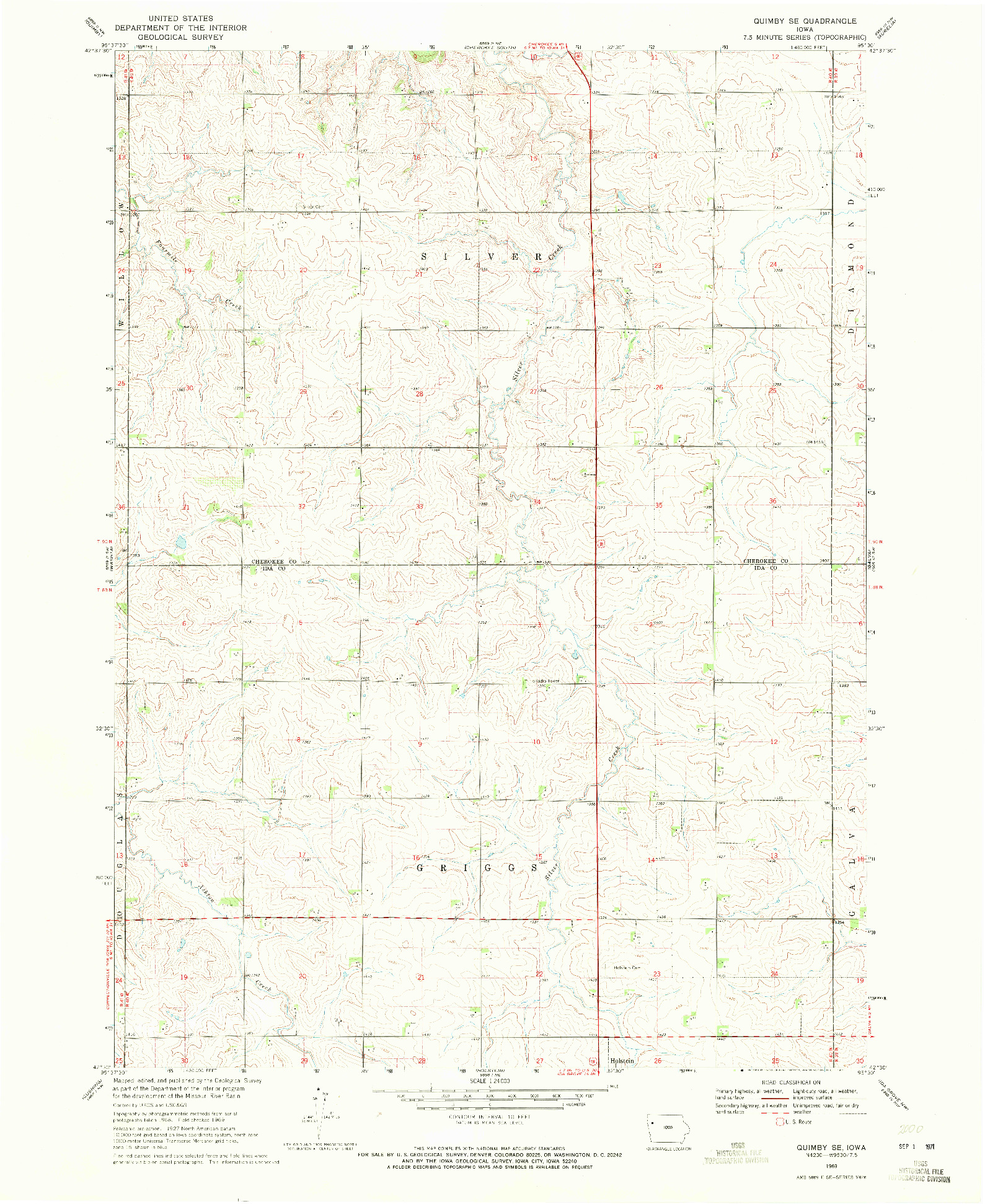 USGS 1:24000-SCALE QUADRANGLE FOR QUIMBY SE, IA 1969