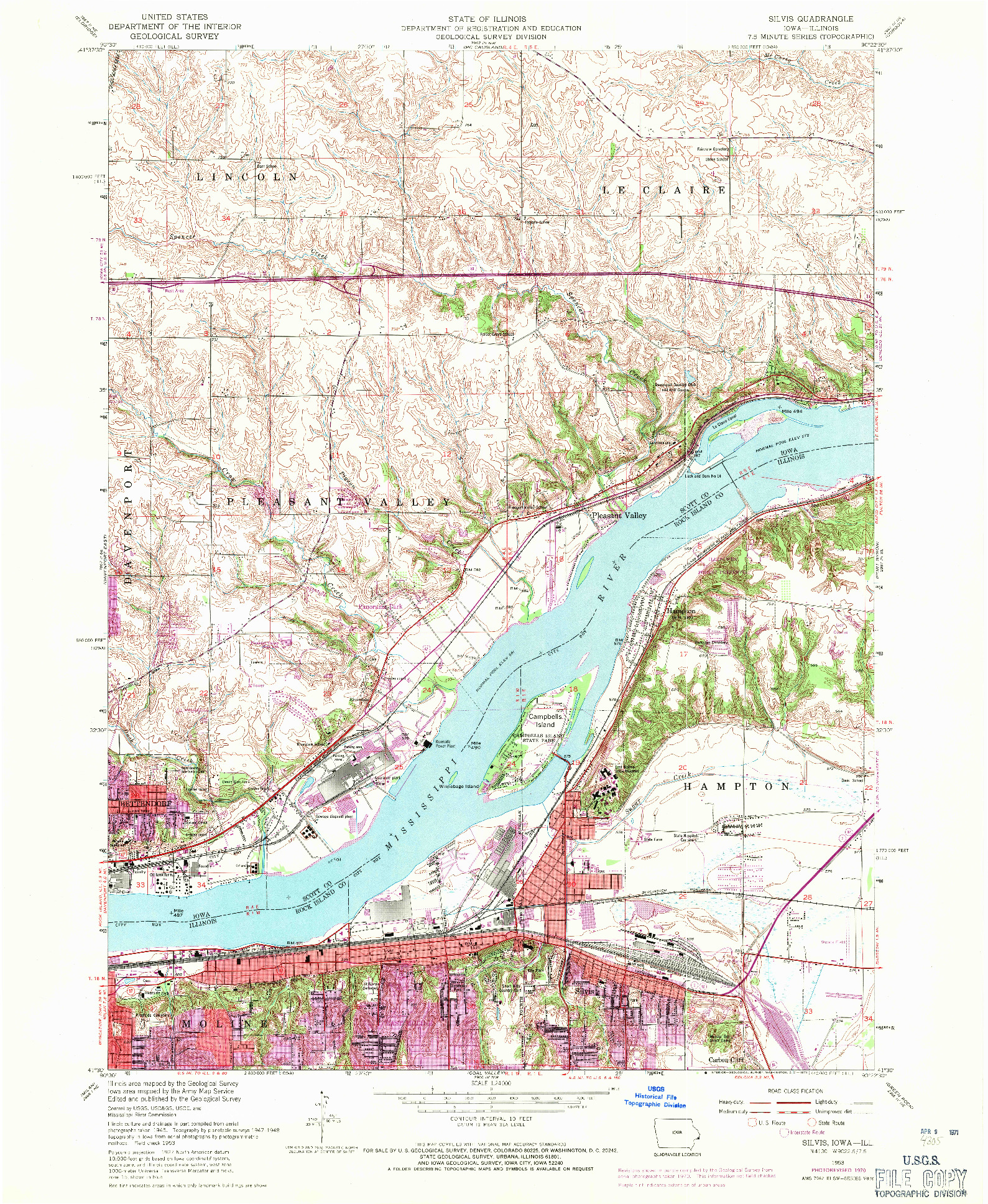 USGS 1:24000-SCALE QUADRANGLE FOR SILVIS, IA 1953