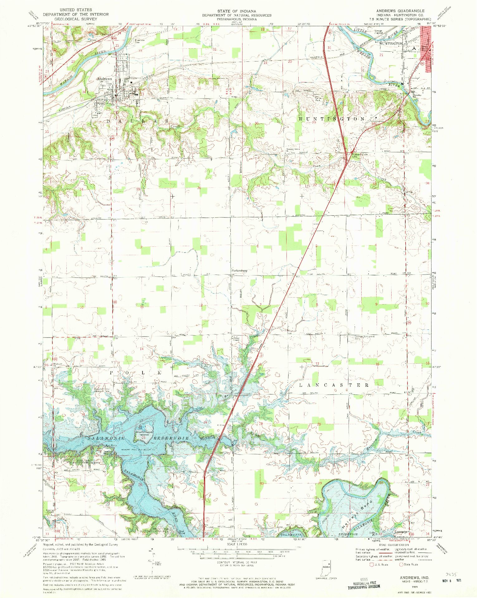 USGS 1:24000-SCALE QUADRANGLE FOR ANDREWS, IN 1969