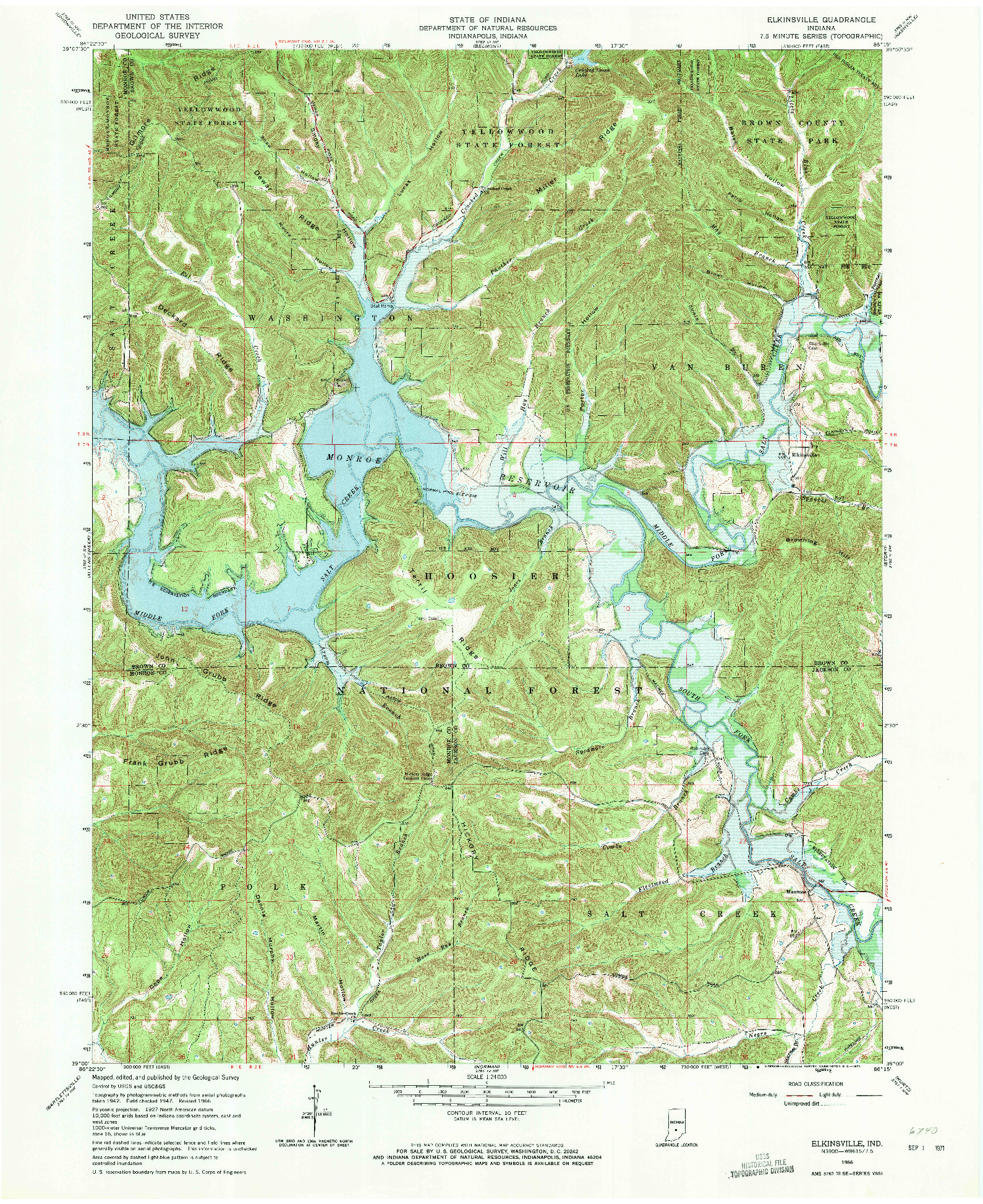 USGS 1:24000-SCALE QUADRANGLE FOR ELKINSVILLE, IN 1966