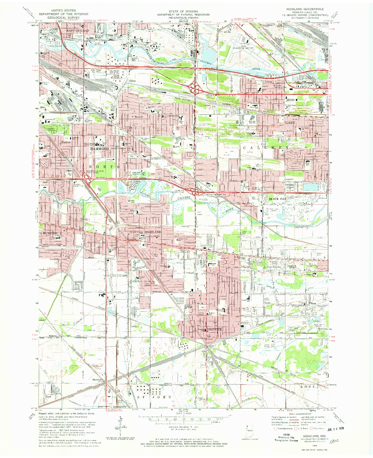 USGS 1:24000-SCALE QUADRANGLE FOR HIGHLAND, IN 1968