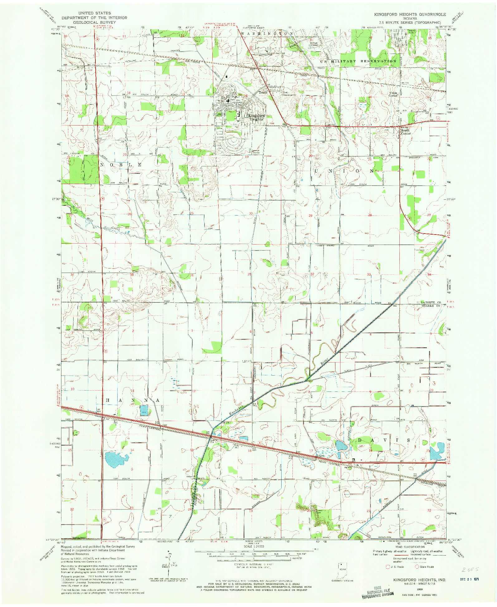 USGS 1:24000-SCALE QUADRANGLE FOR KINGSFORD HEIGHTS, IN 1969