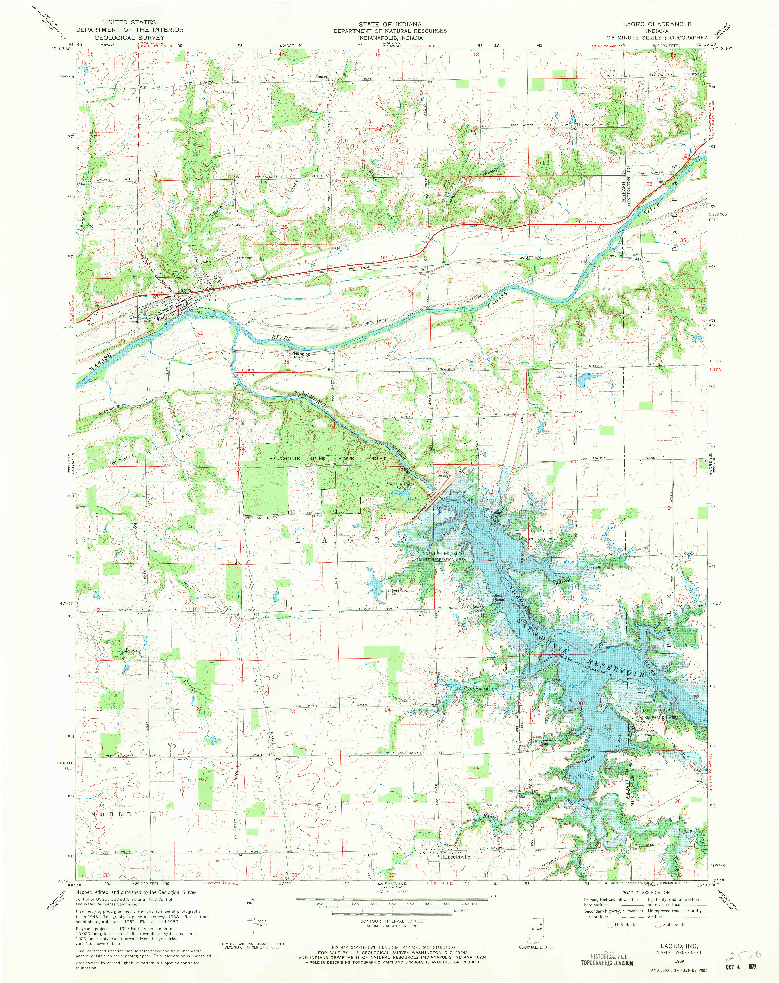 USGS 1:24000-SCALE QUADRANGLE FOR LAGRO, IN 1969