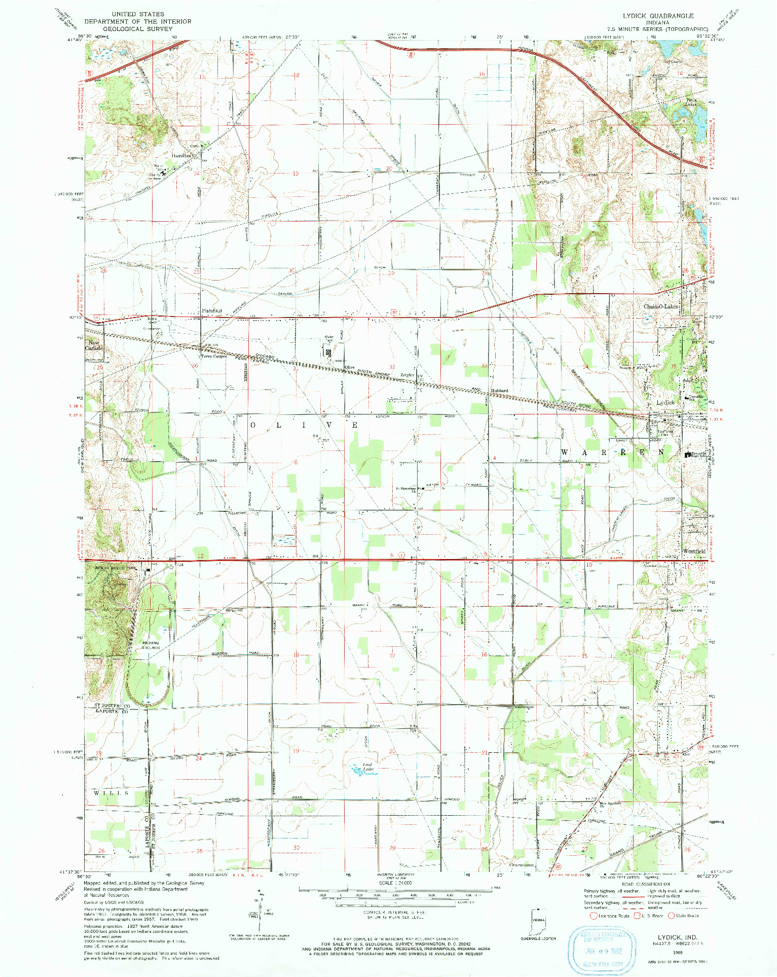 USGS 1:24000-SCALE QUADRANGLE FOR LYDICK, IN 1969