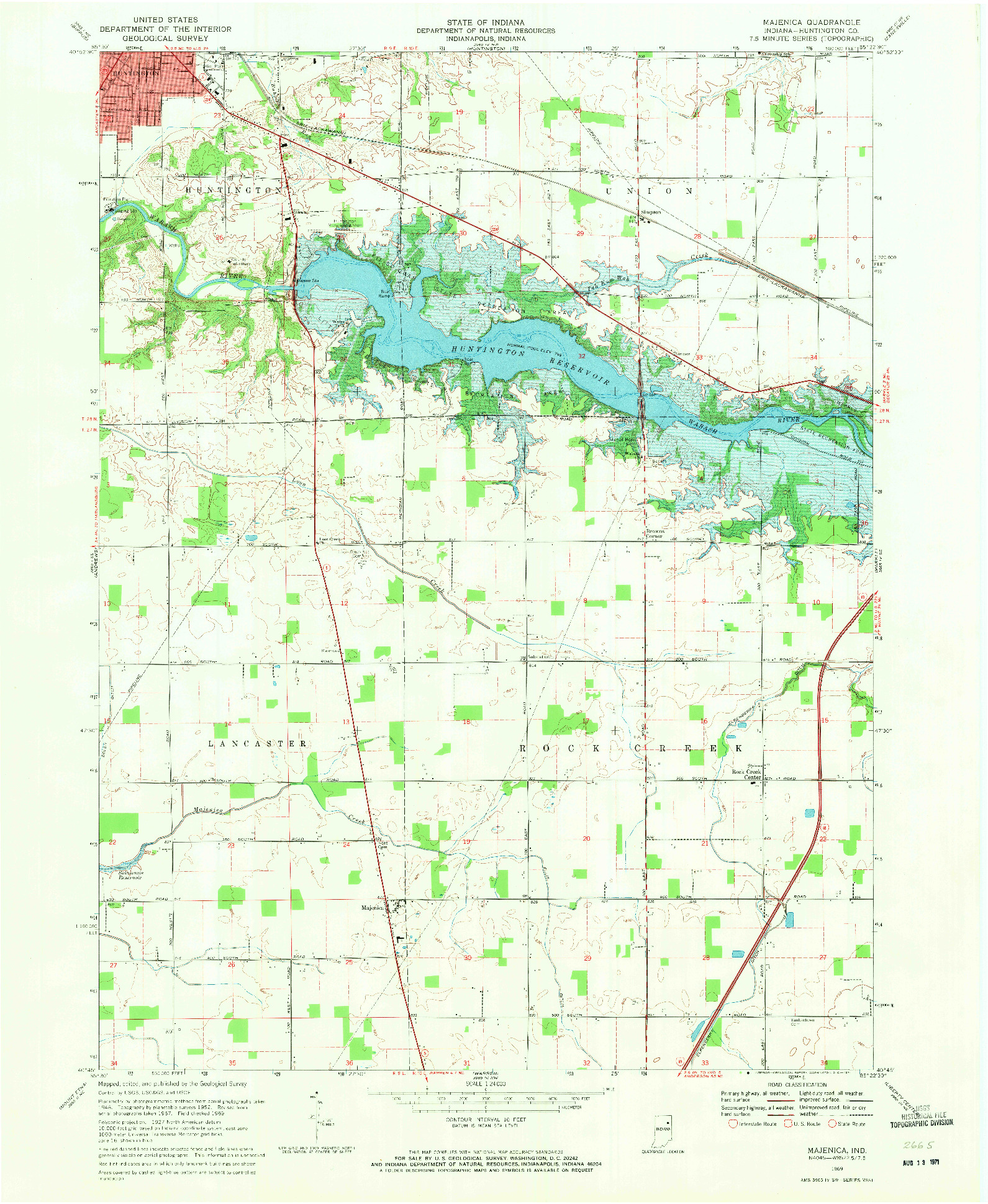 USGS 1:24000-SCALE QUADRANGLE FOR MAJENICA, IN 1969