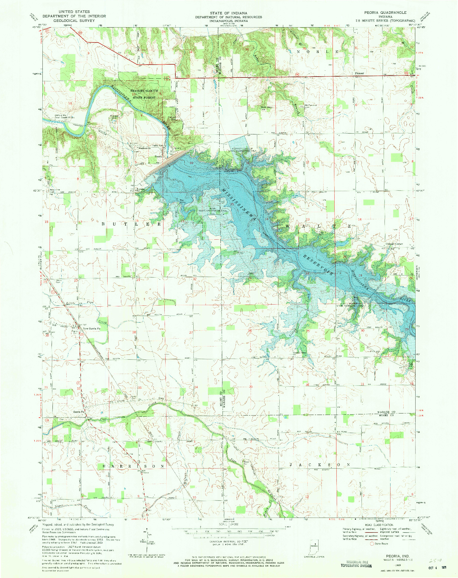 USGS 1:24000-SCALE QUADRANGLE FOR PEORIA, IN 1969