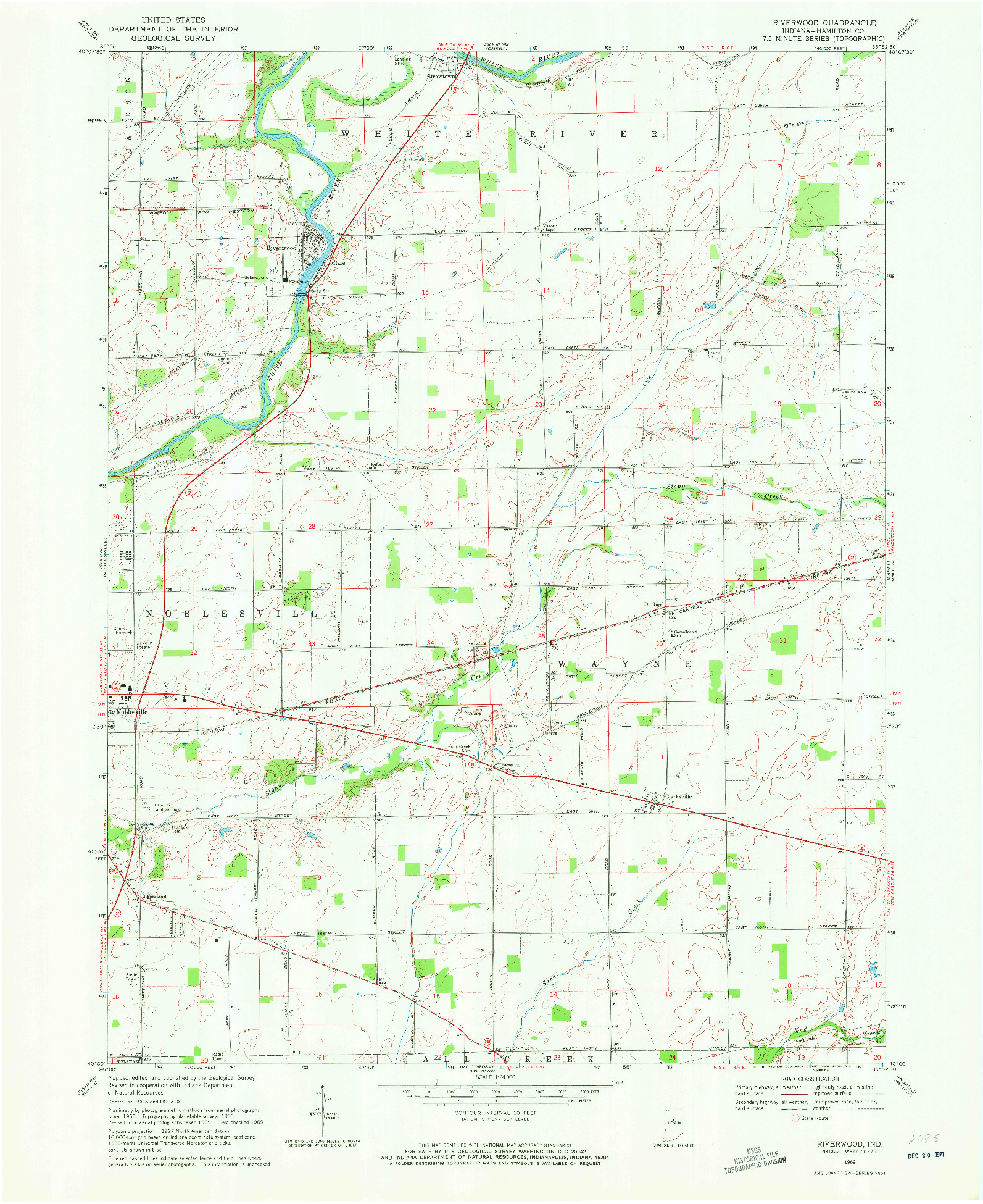 USGS 1:24000-SCALE QUADRANGLE FOR RIVERWOOD, IN 1969