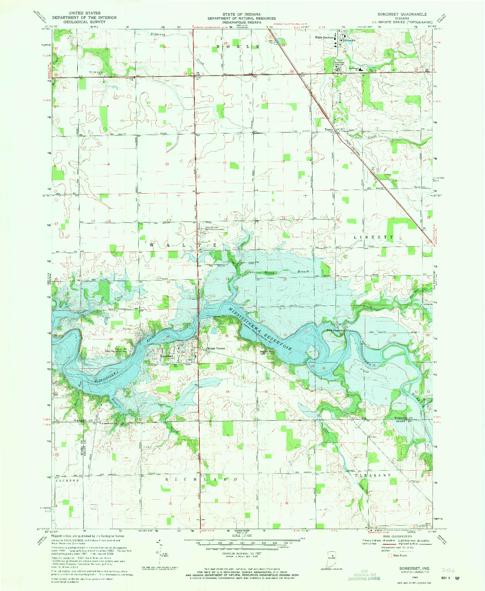 USGS 1:24000-SCALE QUADRANGLE FOR SOMERSET, IN 1969